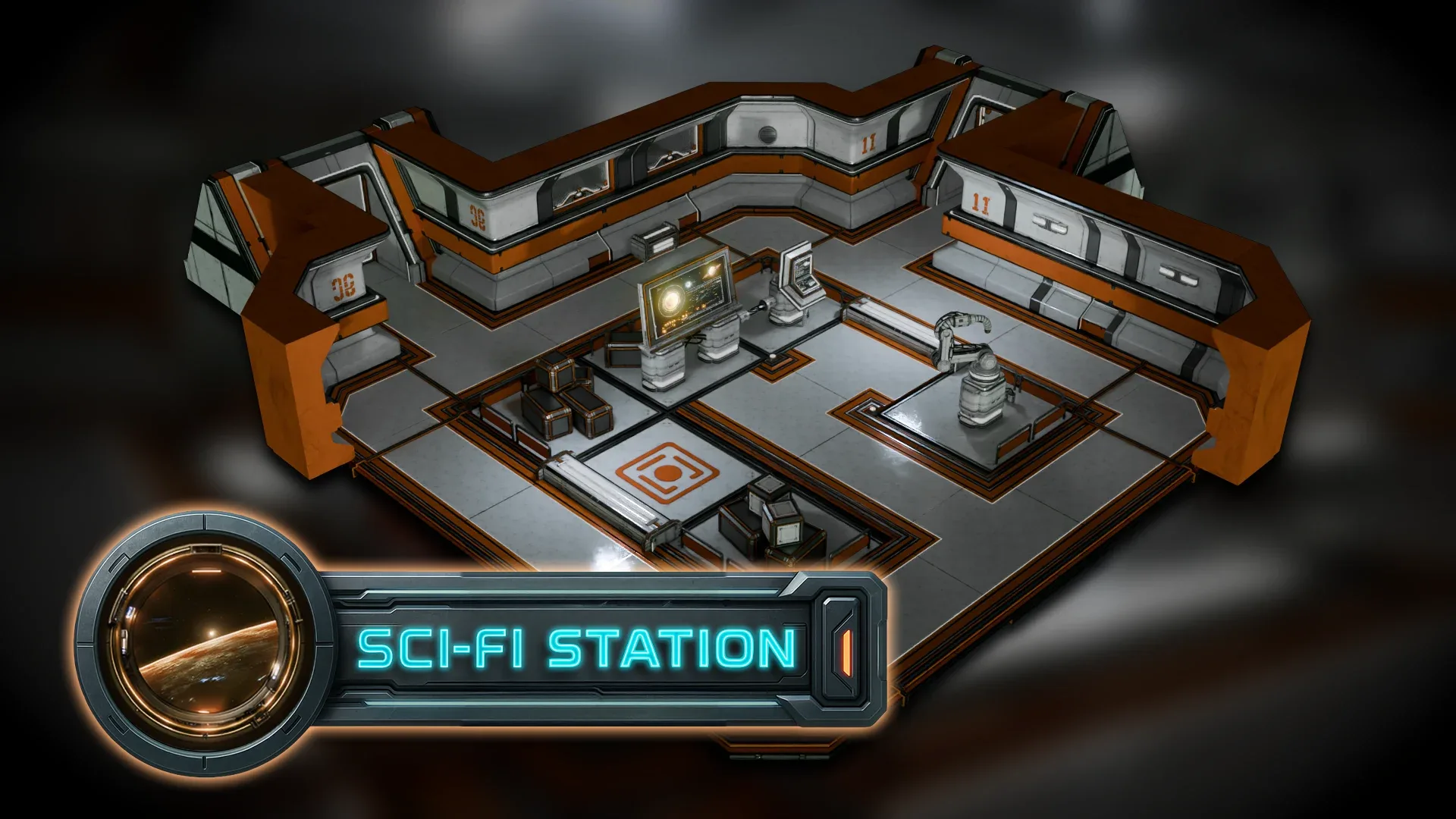 3DT Stylized Sci-fi Station Kit for Blender & Game Design | 3D Asset Pack