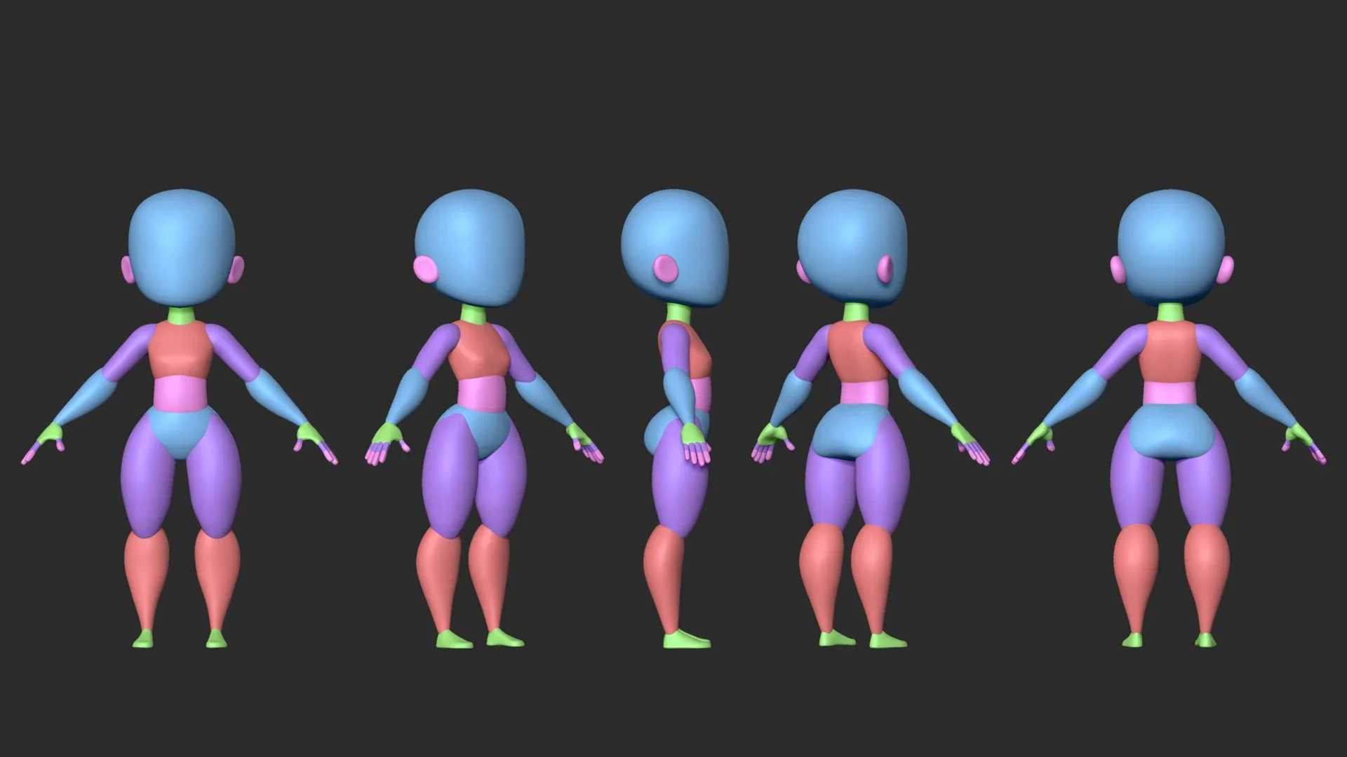 10 Stylized Toon Blockout Basemesh Collection