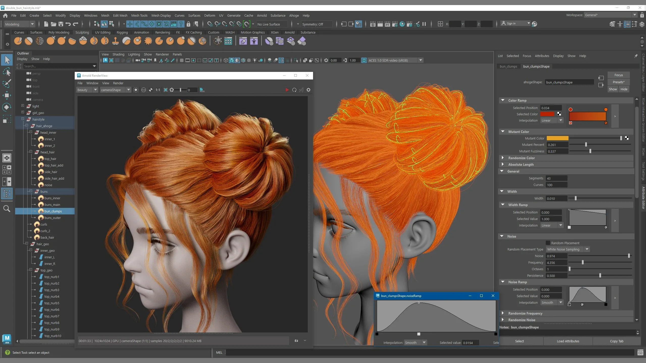 Ahoge 0.9.1 • Hair plugin for Maya