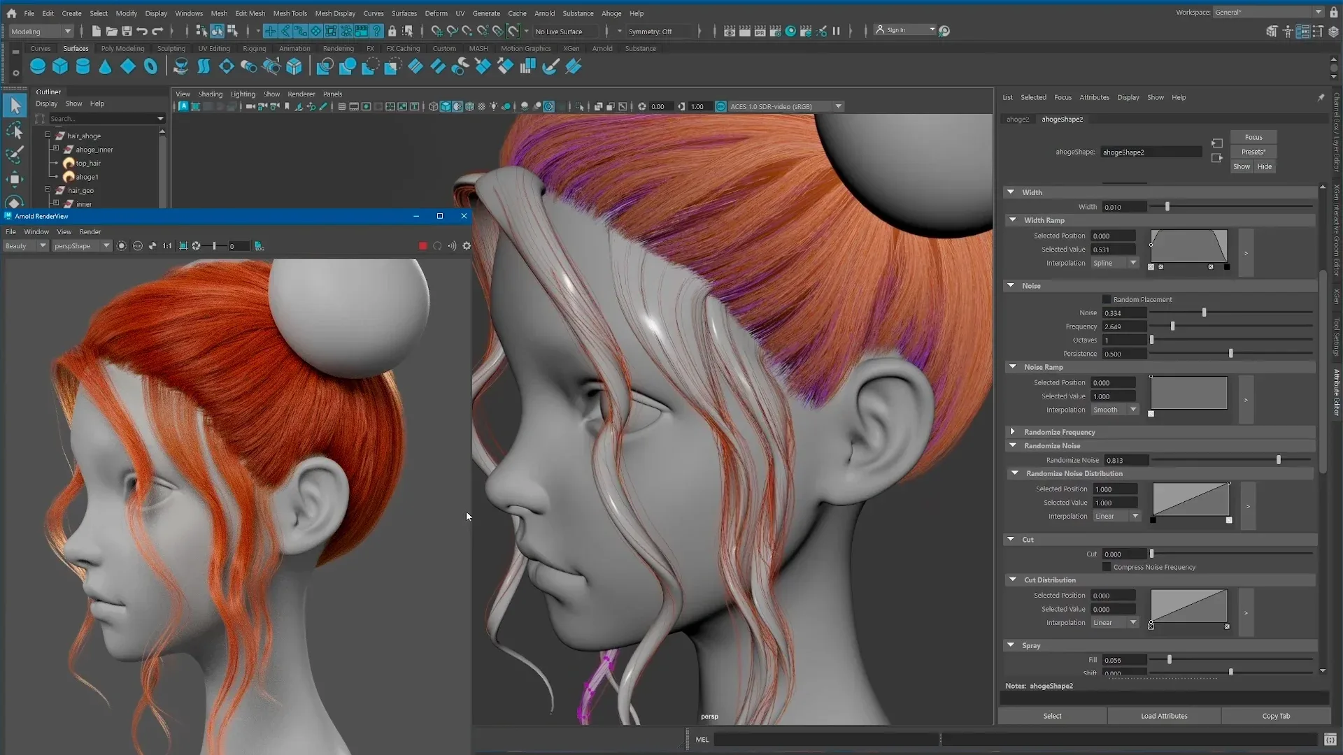 Ahoge 0.9.1 • Hair plugin for Maya