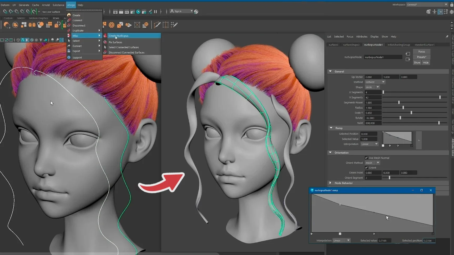 Ahoge 0.9.1 • Hair plugin for Maya
