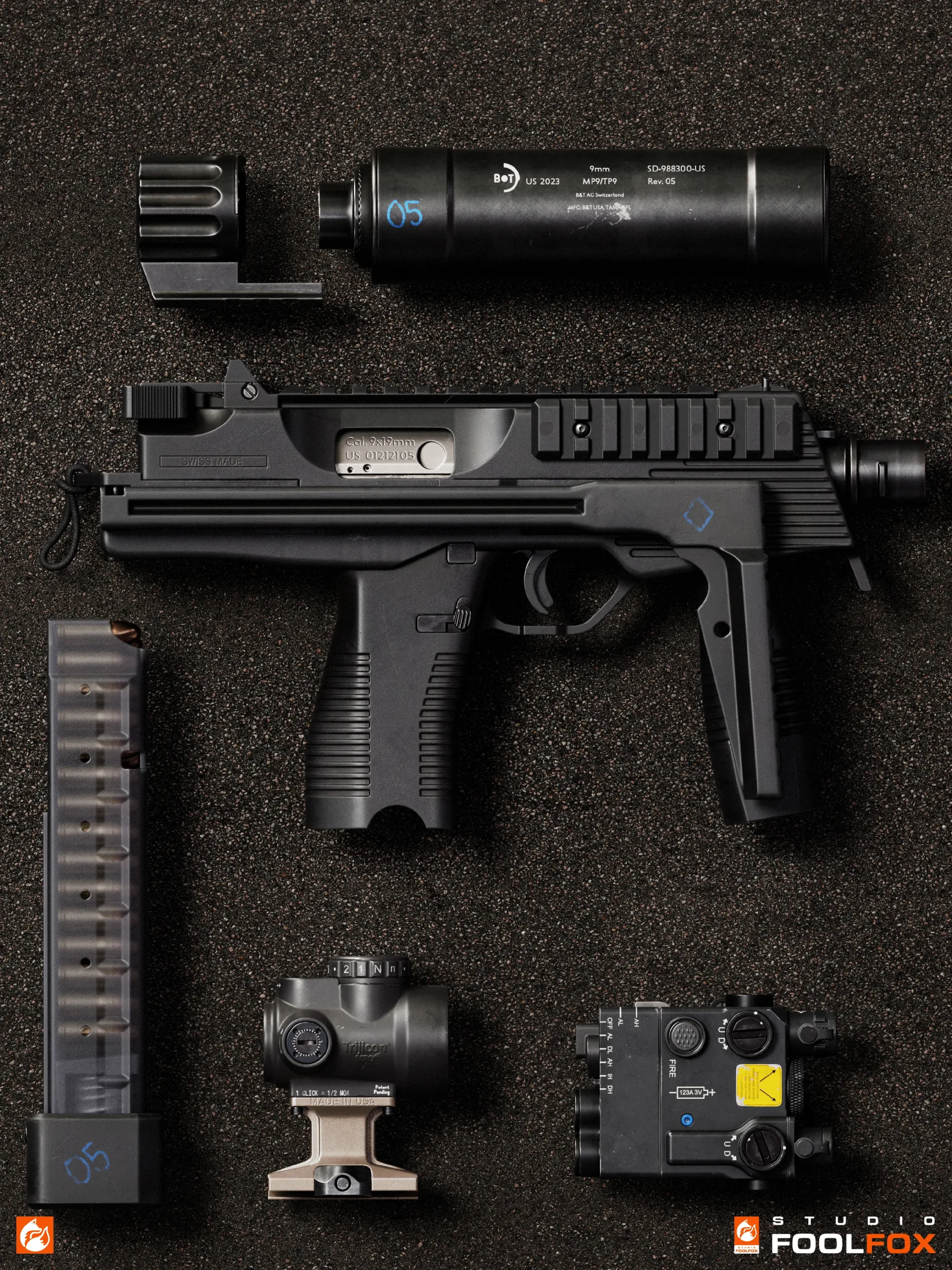 FPS Weapon B&T MP9 / TP9 - Models and Textures
