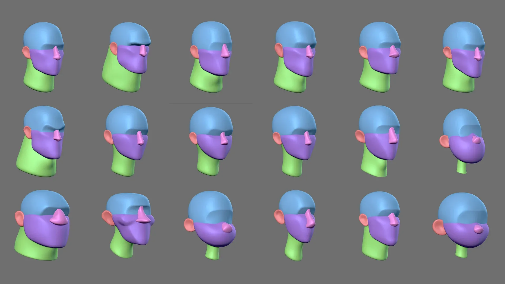 MEGA Stylized Head Blockout Basemesh Collection