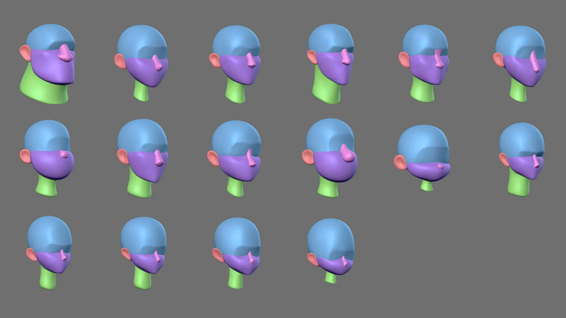 MEGA Stylized Head Blockout Basemesh Collection