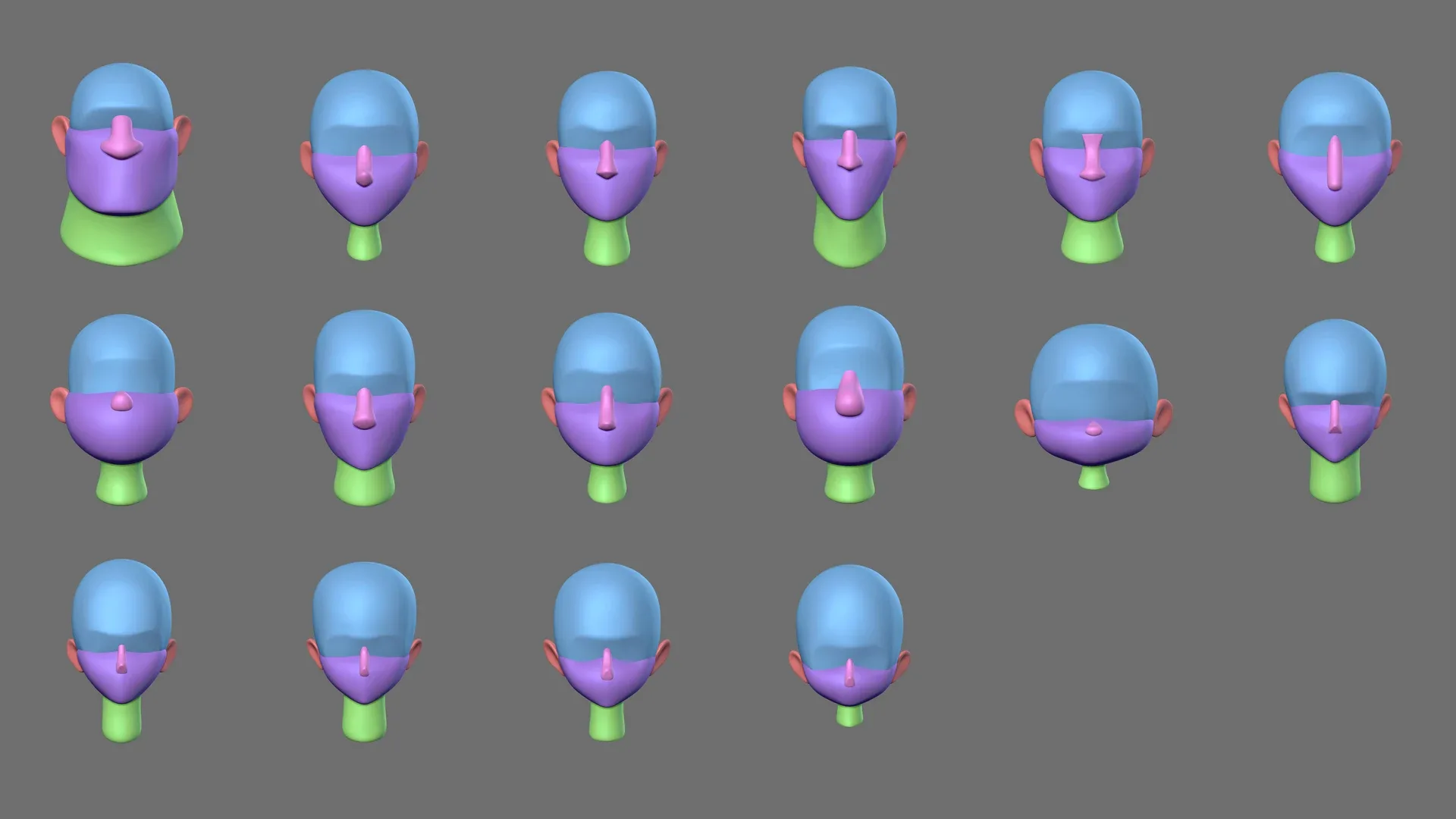 MEGA Stylized Head Blockout Basemesh Collection