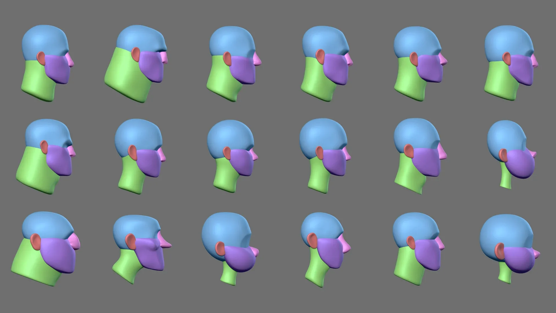 MEGA Stylized Head Blockout Basemesh Collection