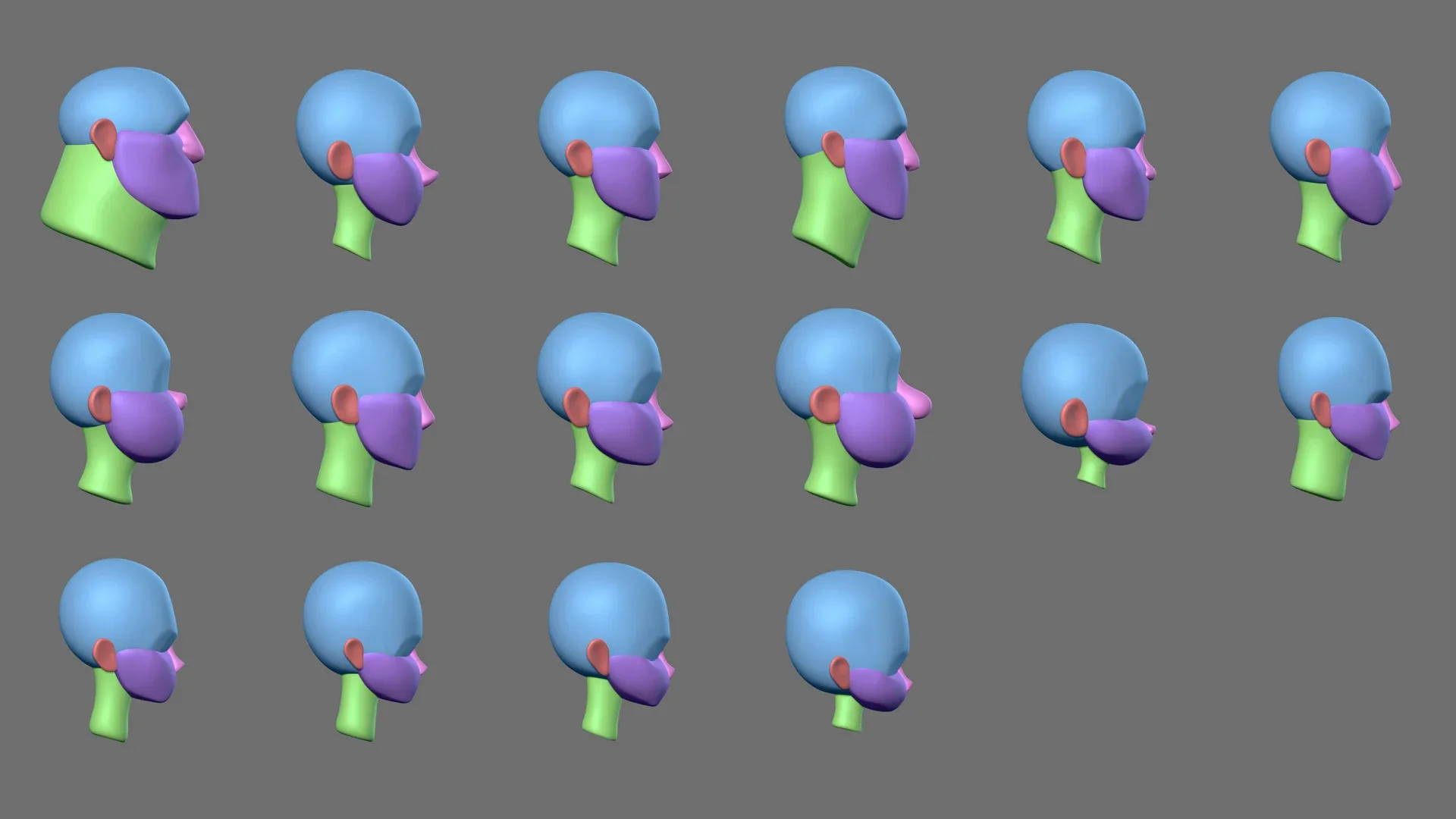 MEGA Stylized Head Blockout Basemesh Collection