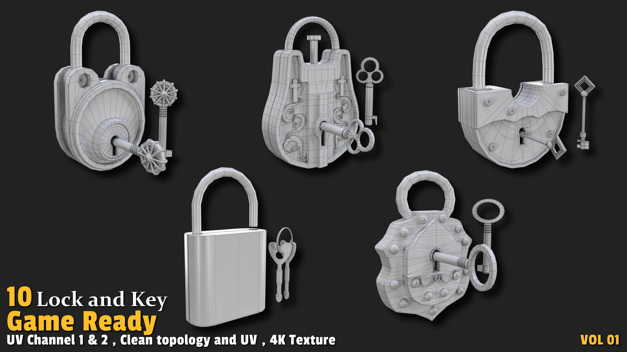 10 Lock & Key Game Ready-VOL01 - FlippedNormals