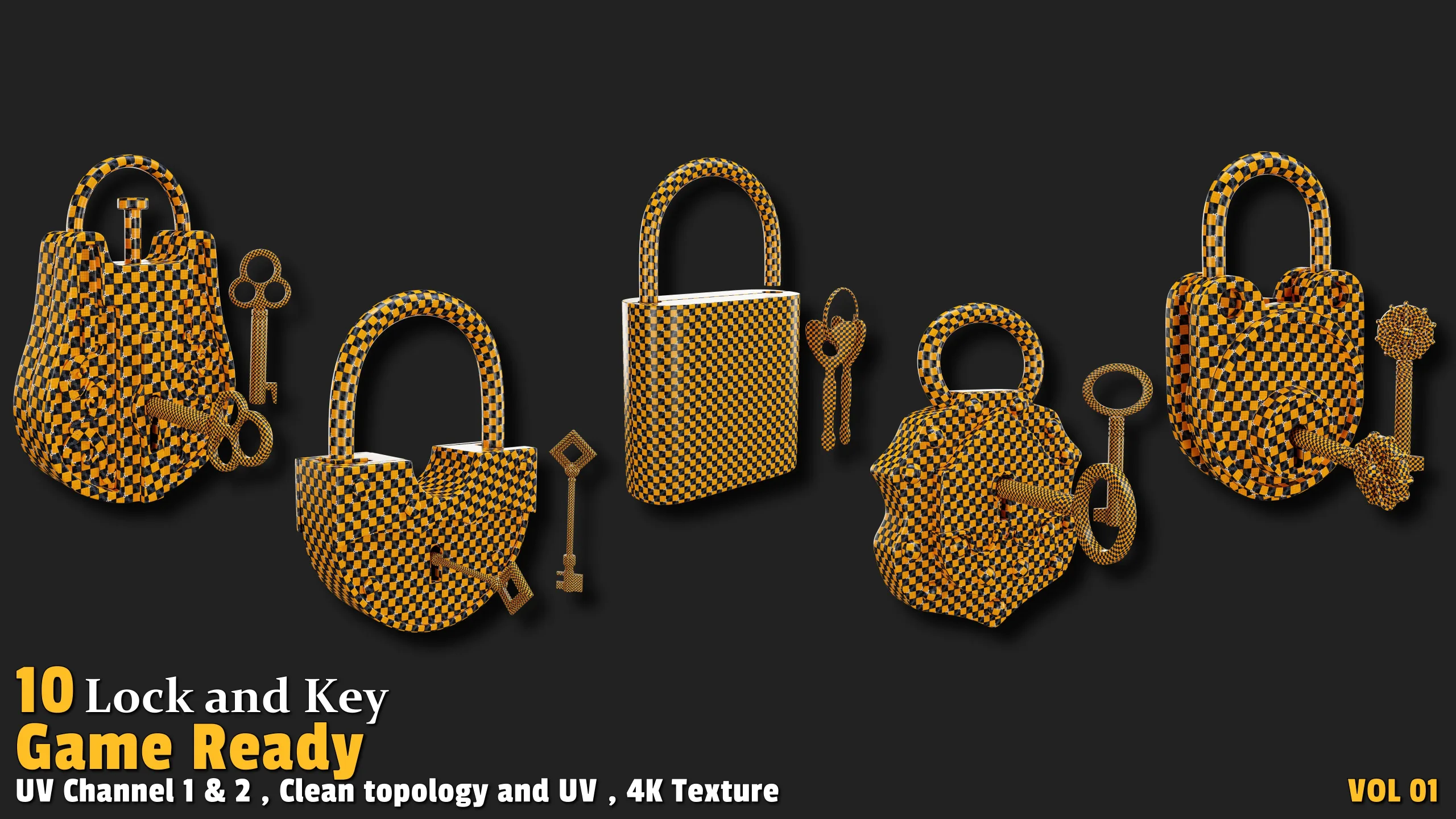 10 Lock & Key Game Ready-VOL01 - FlippedNormals
