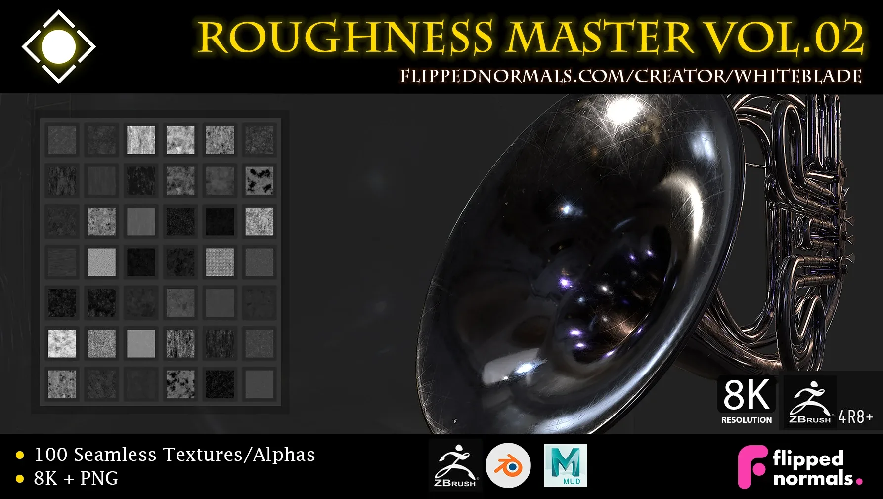 Roughness Master VOL 02 - 100 Roughness - FlippedNormals