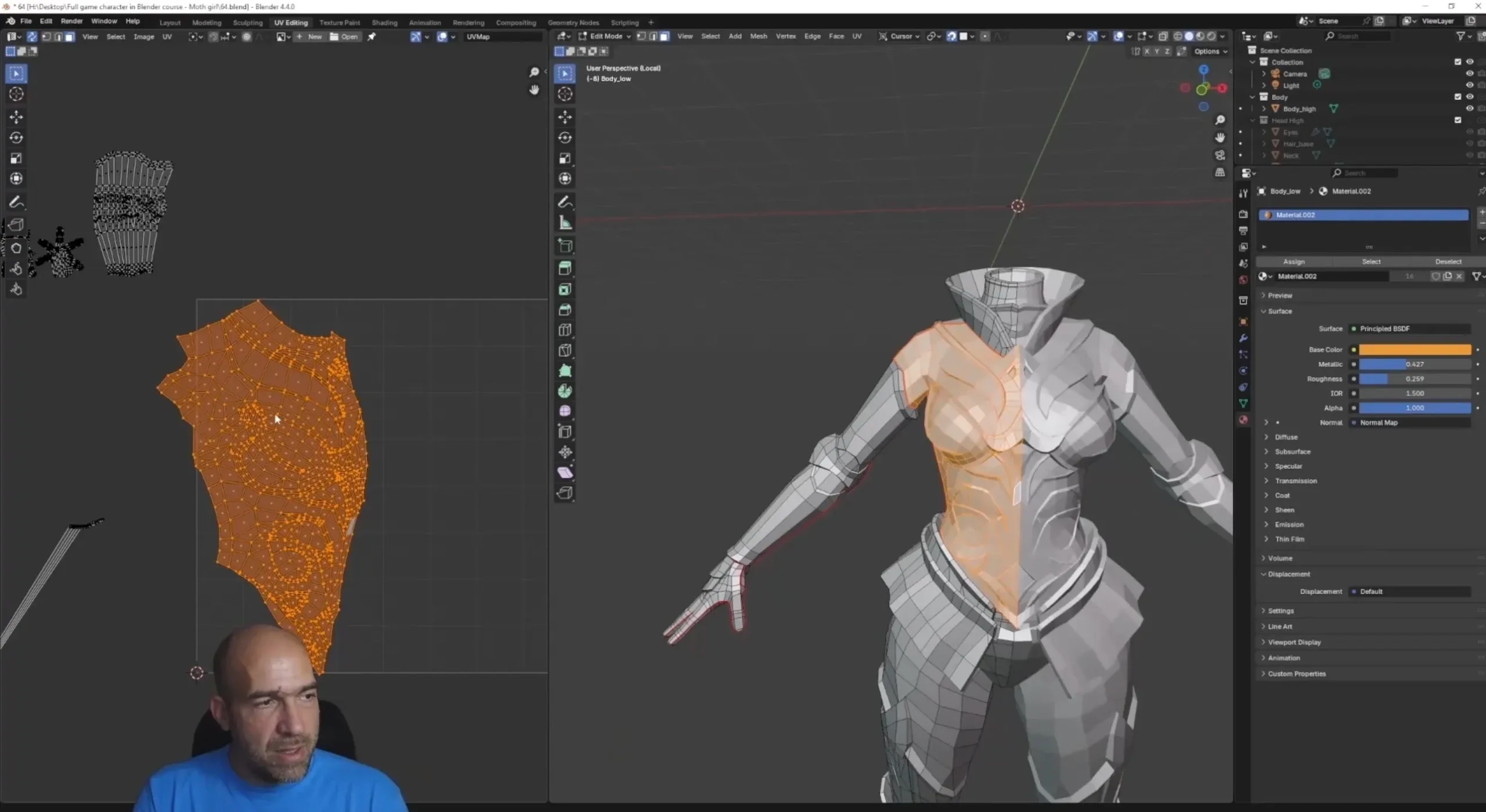 Full game character in Blender course - Moth Knight