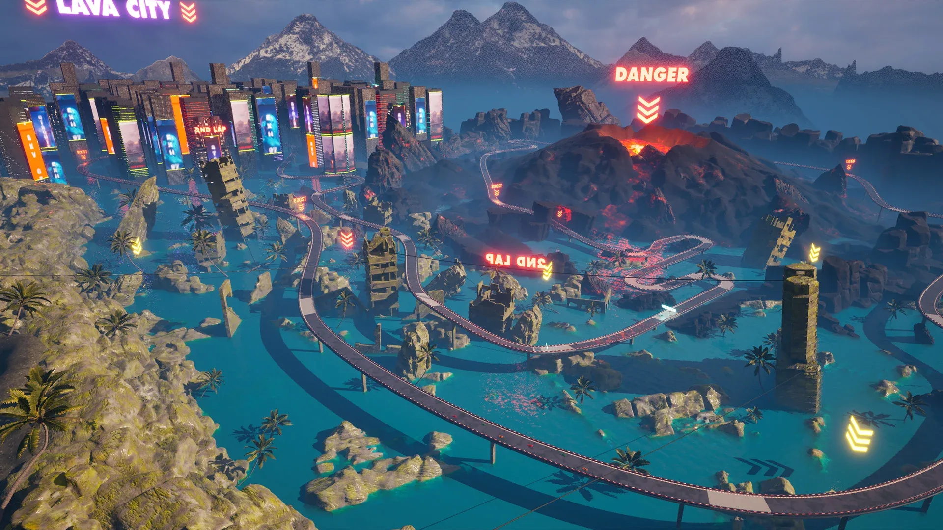 Unreal Engine Race Track, Open World Environment, Futuristic and Fantasy