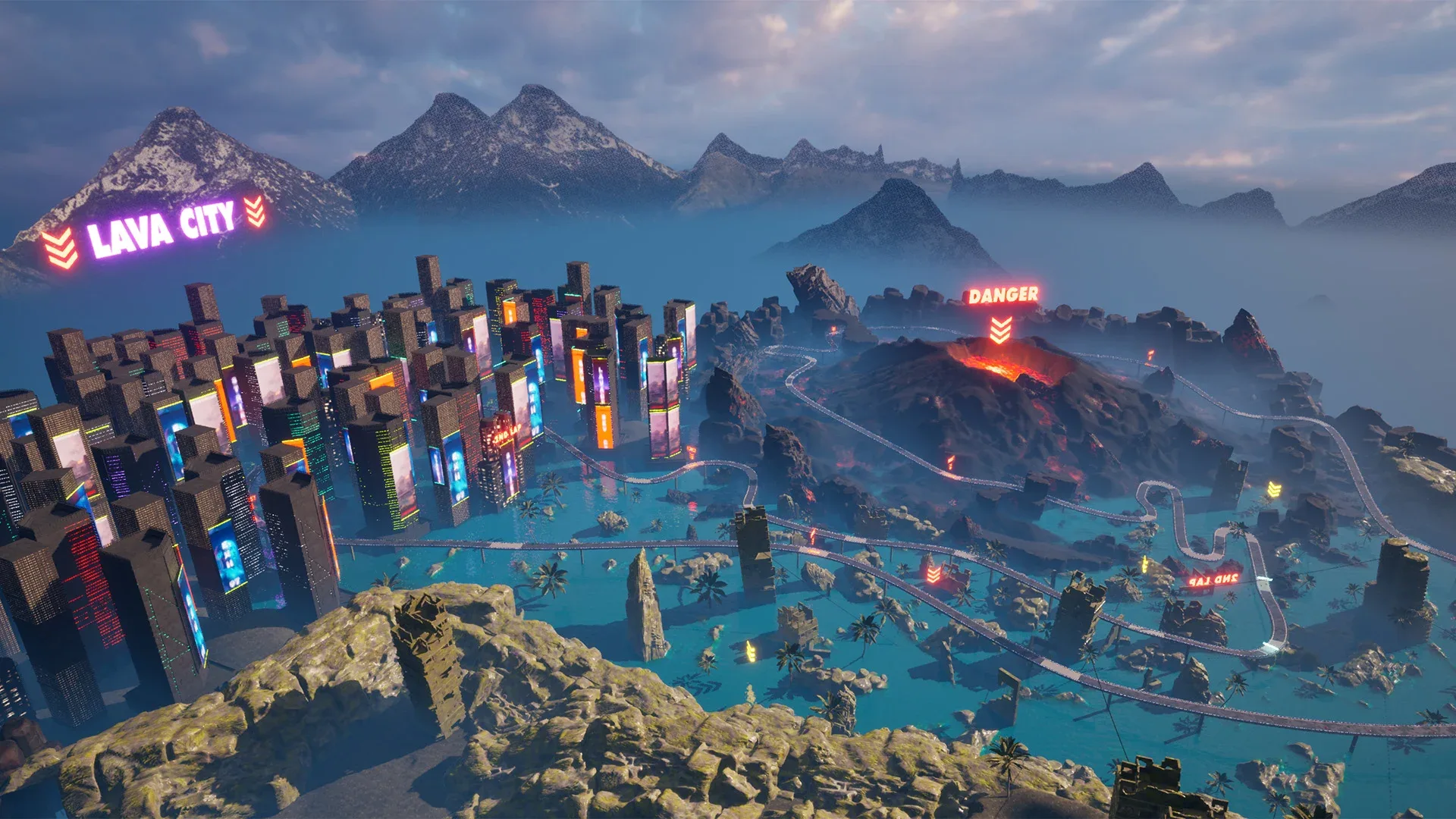 Unreal Engine Race Track, Open World Environment, Futuristic and Fantasy