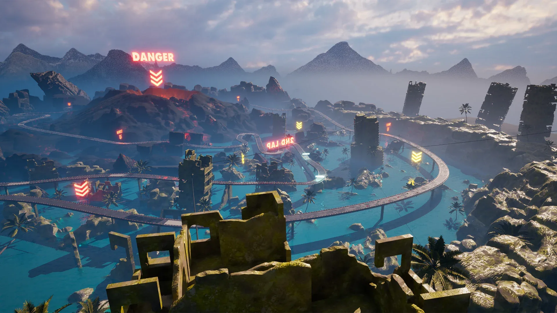 Unreal Engine Race Track, Open World Environment, Futuristic and Fantasy