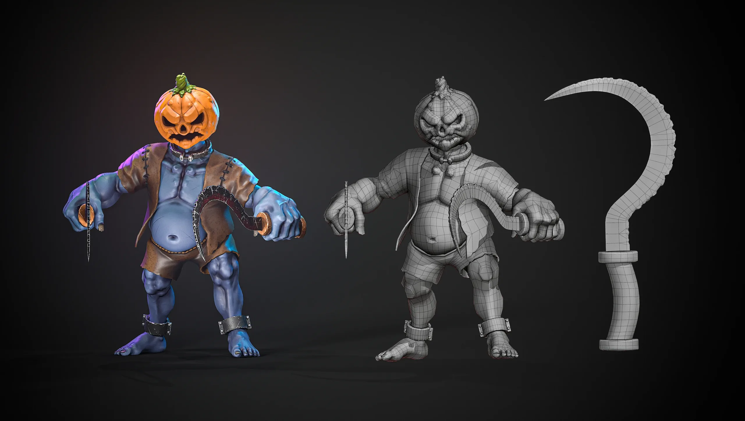 Stylized Pumpkin Boss UE4 UE5 Unity