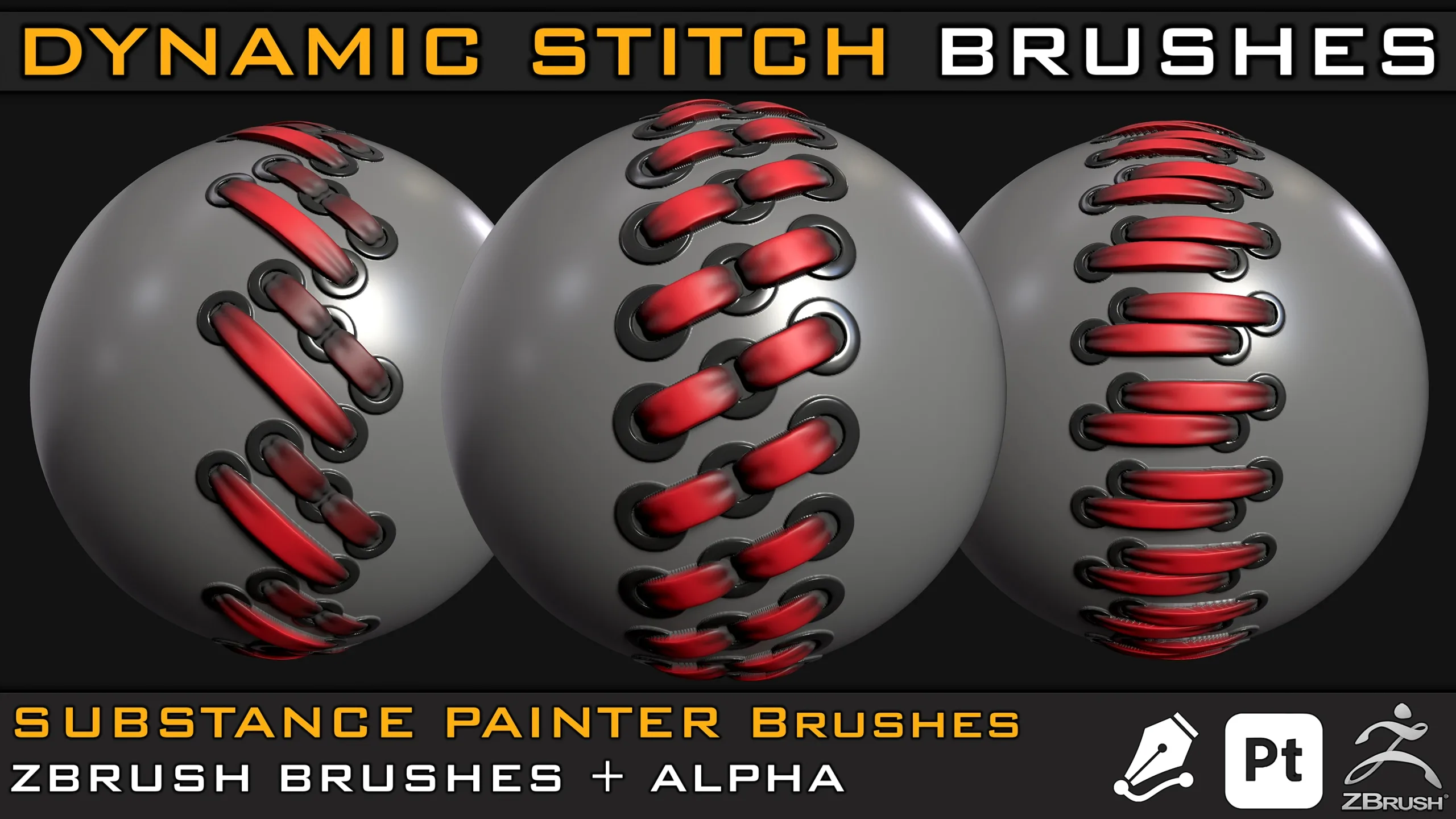Dynamic Stitch Brushes For Substance Painter (Path Tool/ Paint Brush ) & ZBrush (IMM/ Standard Brush )+Alpha (4K )+ 3D Model(OBJ/ FBX )_VOL.02