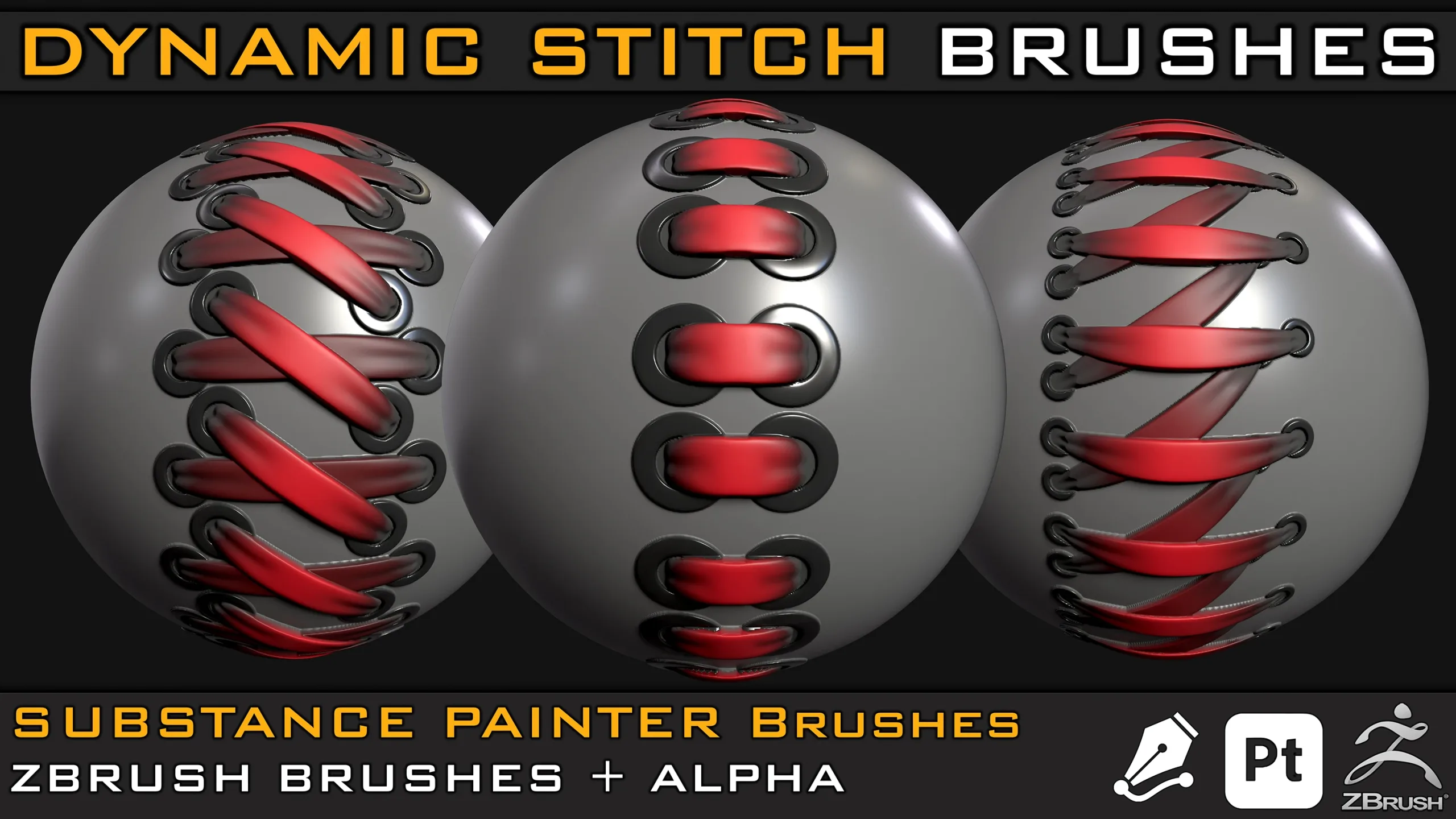 Dynamic Stitch Brushes For Substance Painter (Path Tool/ Paint Brush ) & ZBrush (IMM/ Standard Brush )+Alpha (4K )+ 3D Model(OBJ/ FBX )_VOL.02