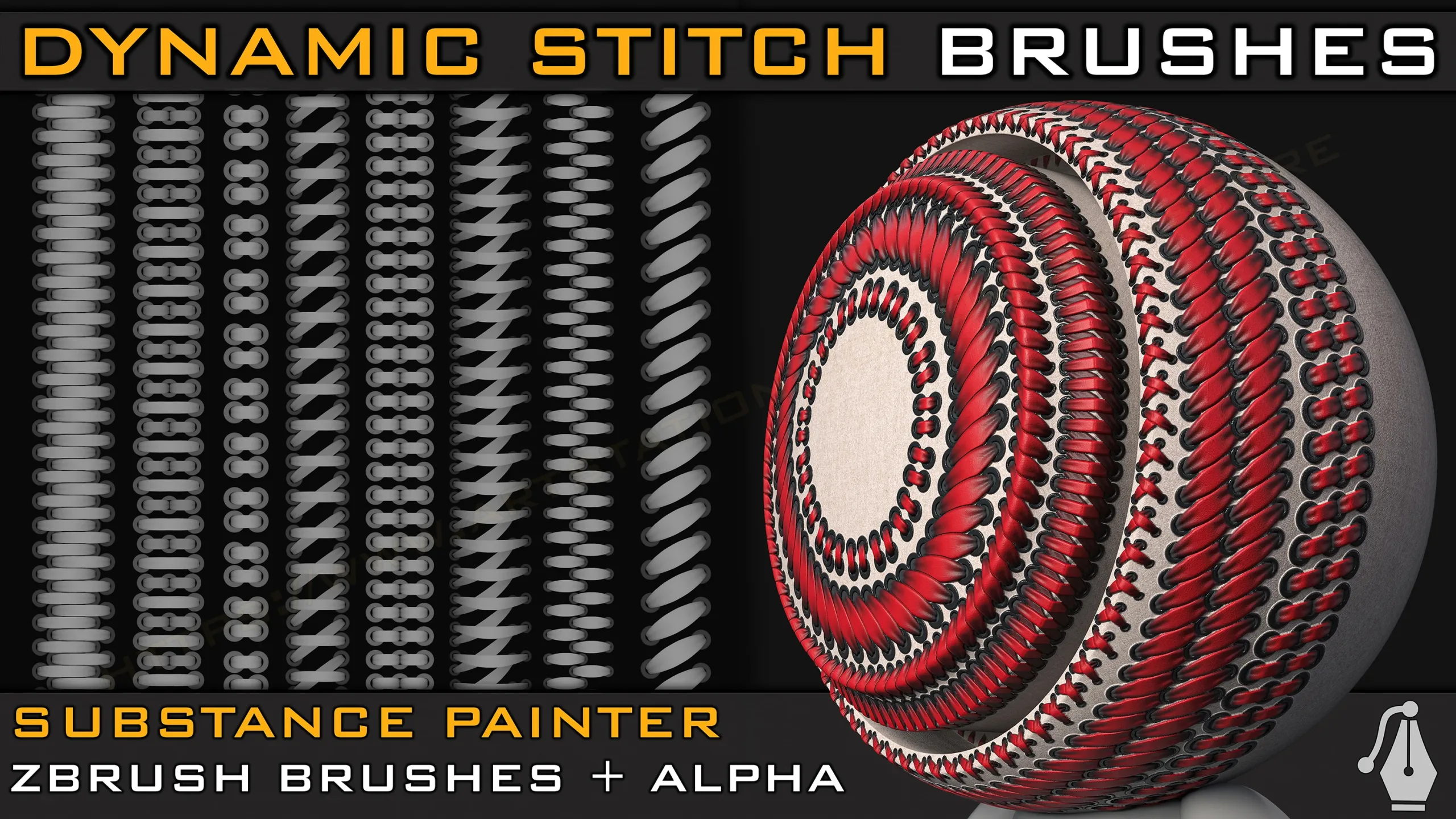 Dynamic Stitch Brushes For Substance Painter (Path Tool/ Paint Brush ) & ZBrush (IMM/ Standard Brush )+Alpha (4K )+ 3D Model(OBJ/ FBX )_VOL.02