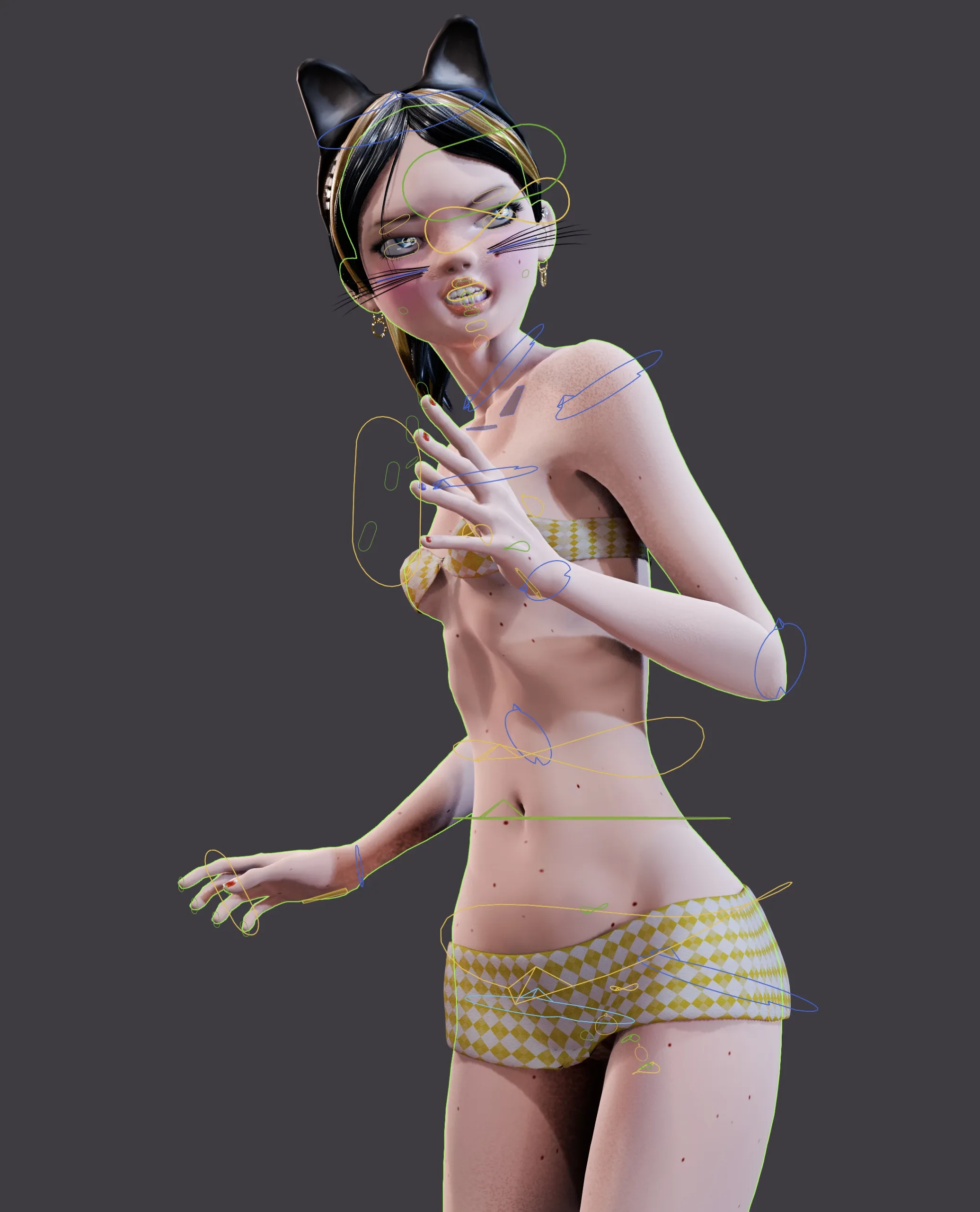 Giazelle Veloca, Thin Tigresse, Fully-Rigged Blender Character