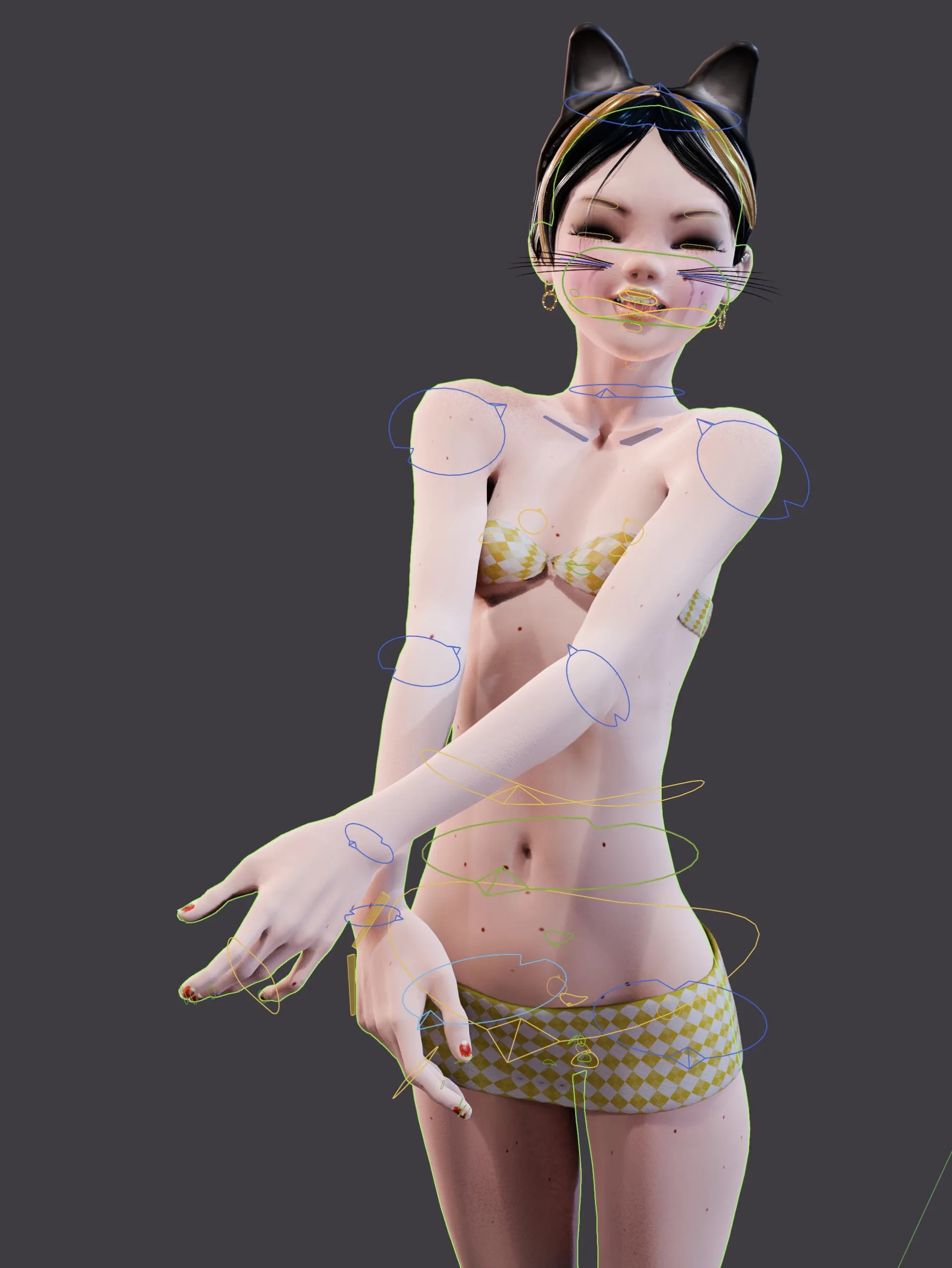 Giazelle Veloca, Thin Tigresse, Fully-Rigged Blender Character