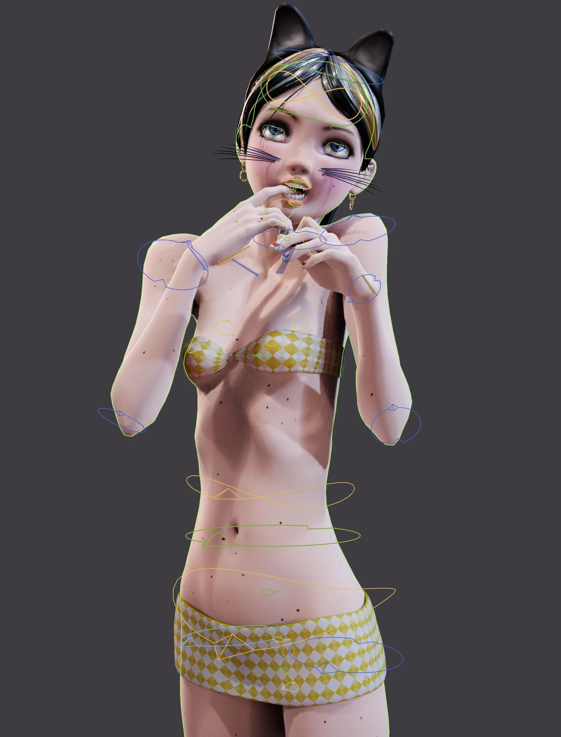 Giazelle Veloca, Thin Tigresse, Fully-Rigged Blender Character