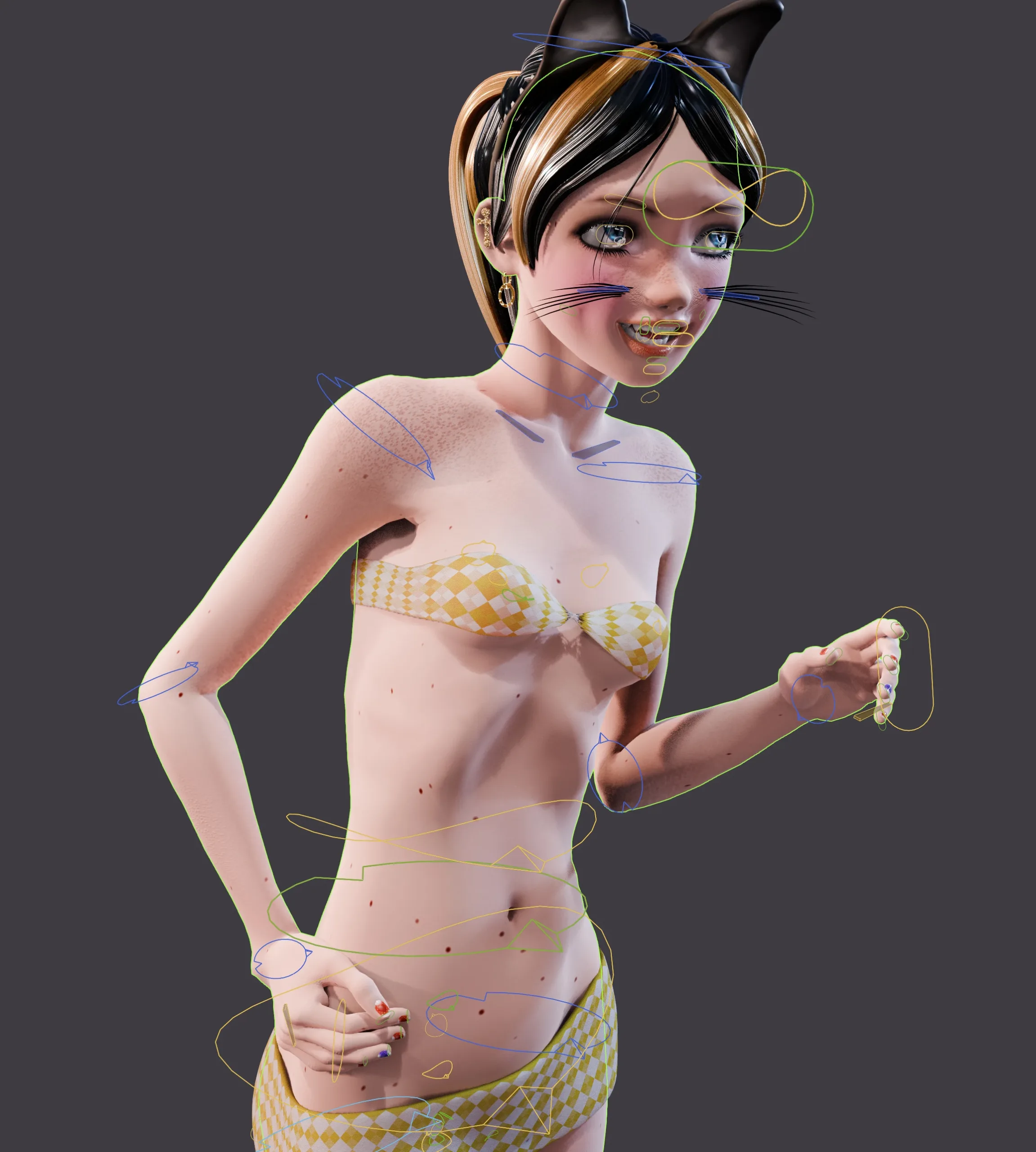 Giazelle Veloca, Thin Tigresse, Fully-Rigged Blender Character