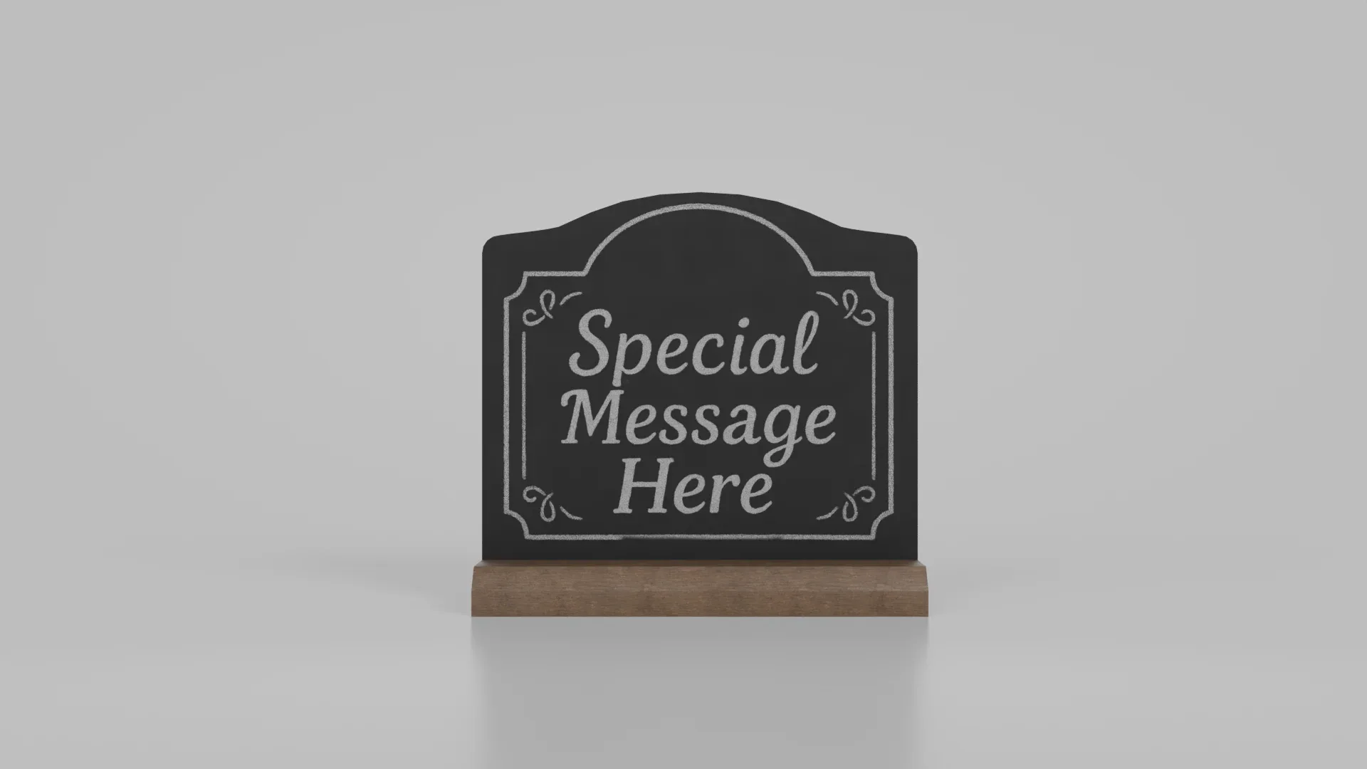 Customizable Countertop Crowned-Top Chalkboard with Beveled Stand 3D Model
