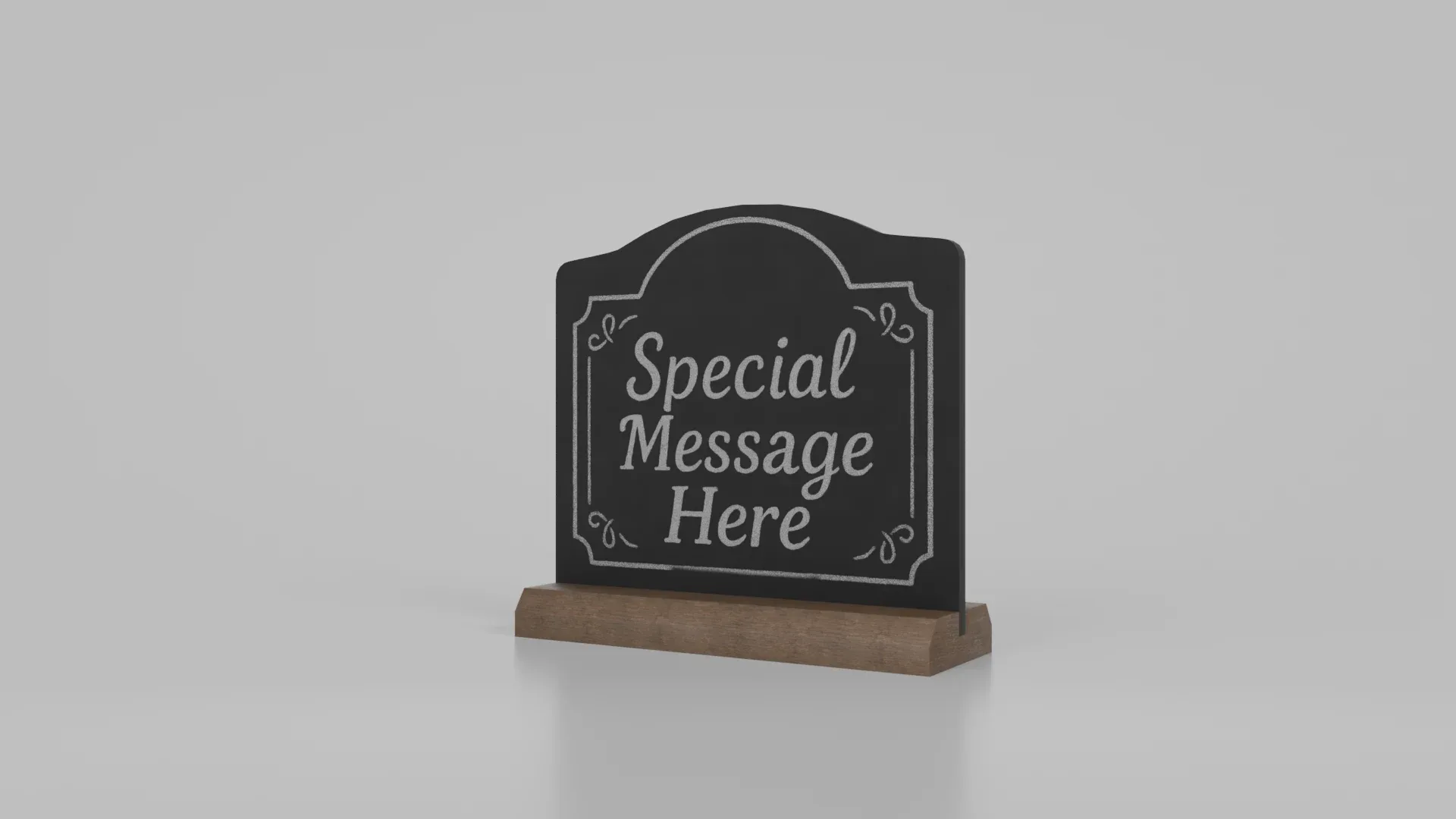 Customizable Countertop Crowned-Top Chalkboard with Beveled Stand 3D Model