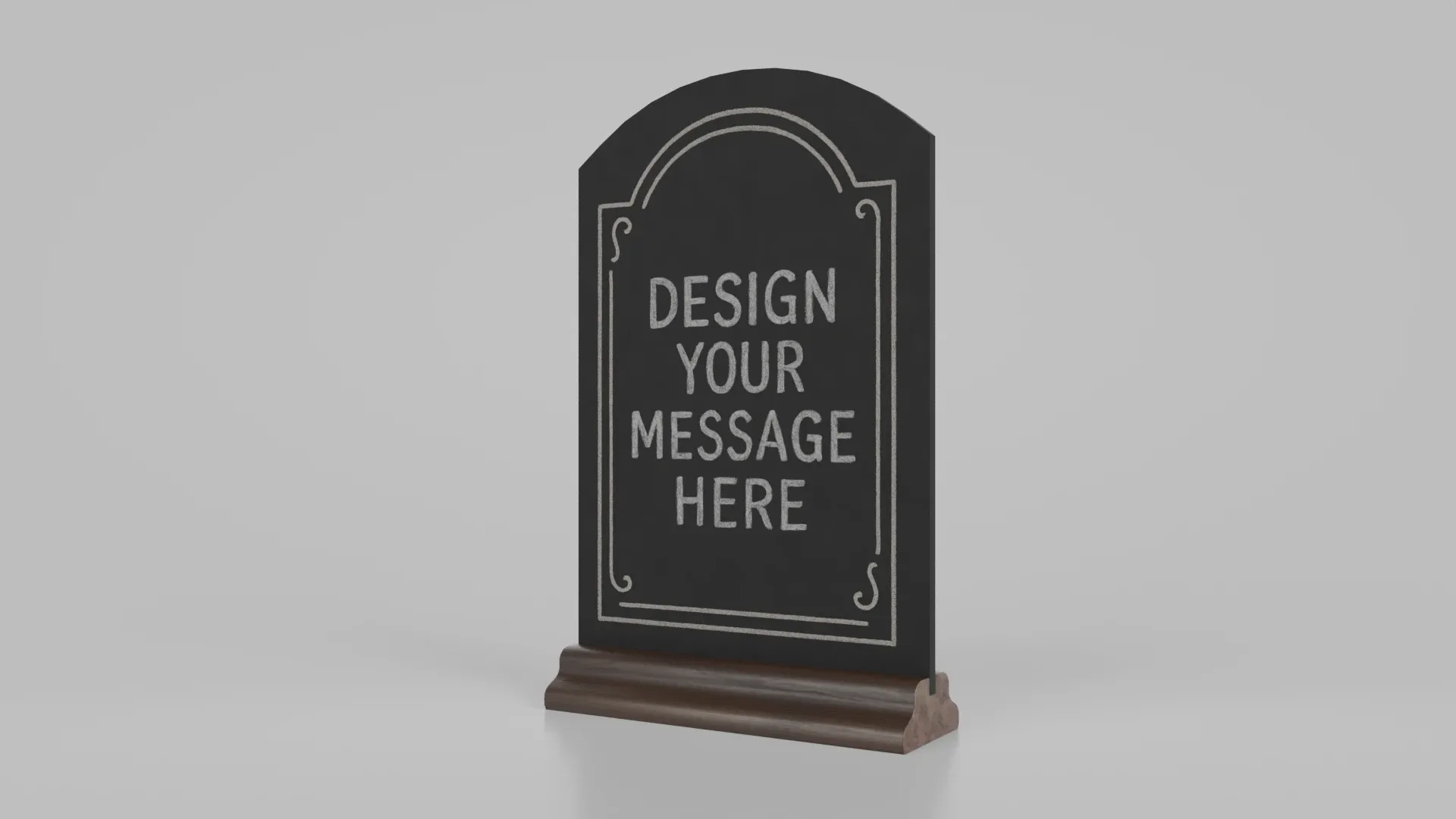 Customizable Countertop Arched-Top Chalkboard with Ogee Stand 3D Model