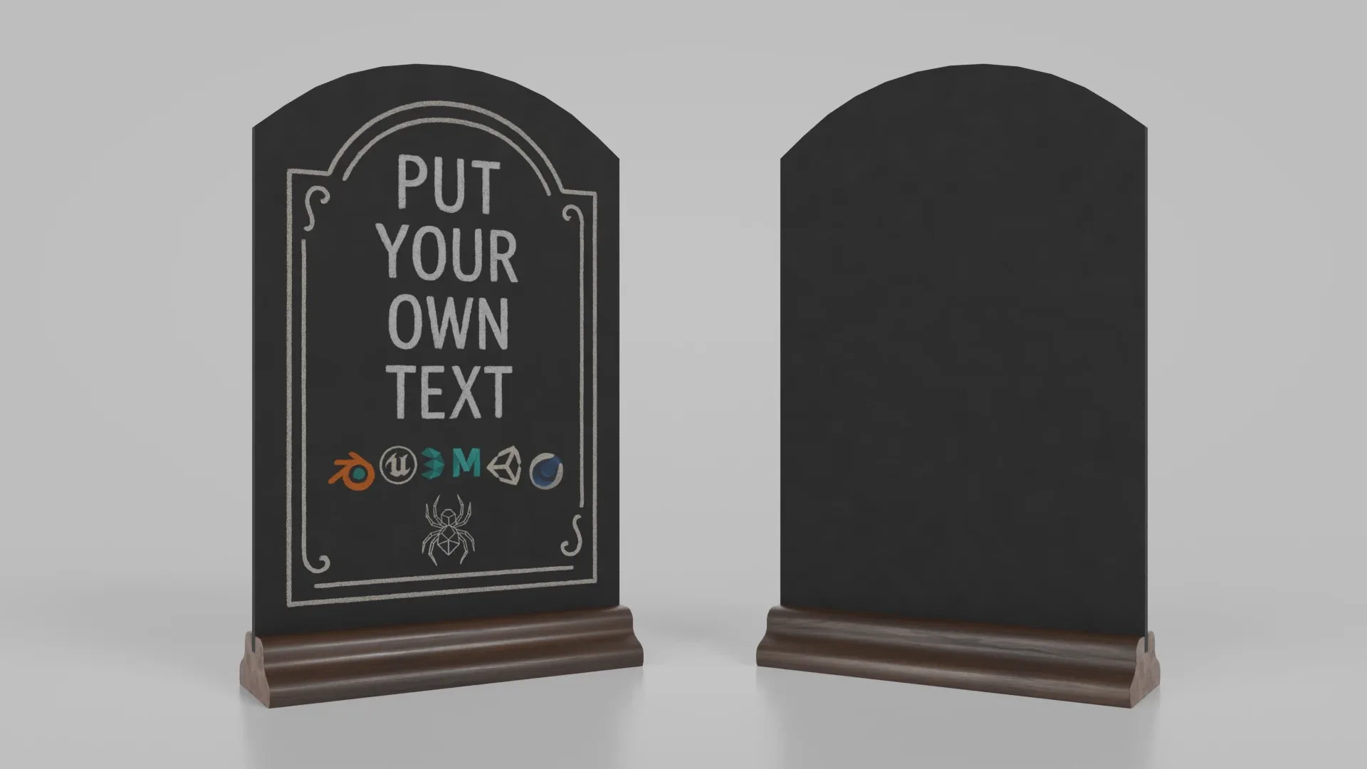 Customizable Countertop Arched-Top Chalkboard with Ogee Stand 3D Model