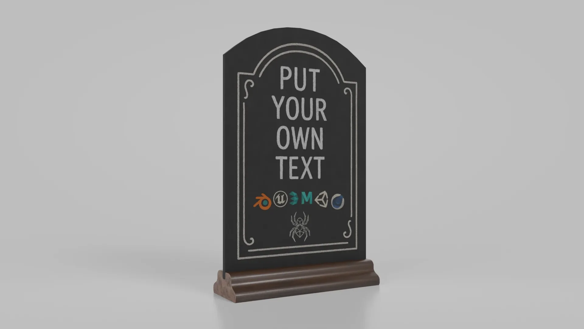 Customizable Countertop Arched-Top Chalkboard with Ogee Stand 3D Model