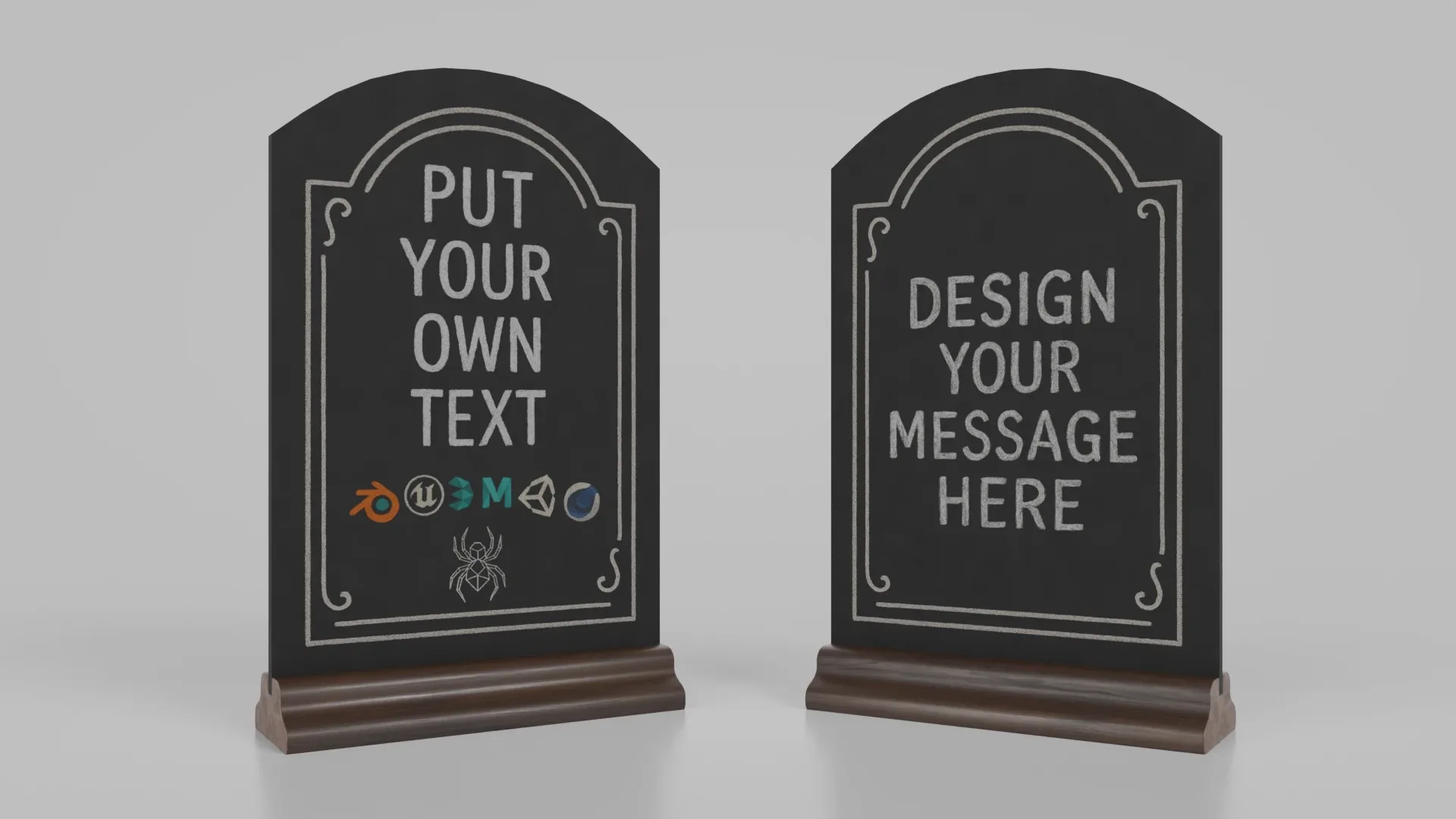 Customizable Countertop Arched-Top Chalkboard with Ogee Stand 3D Model