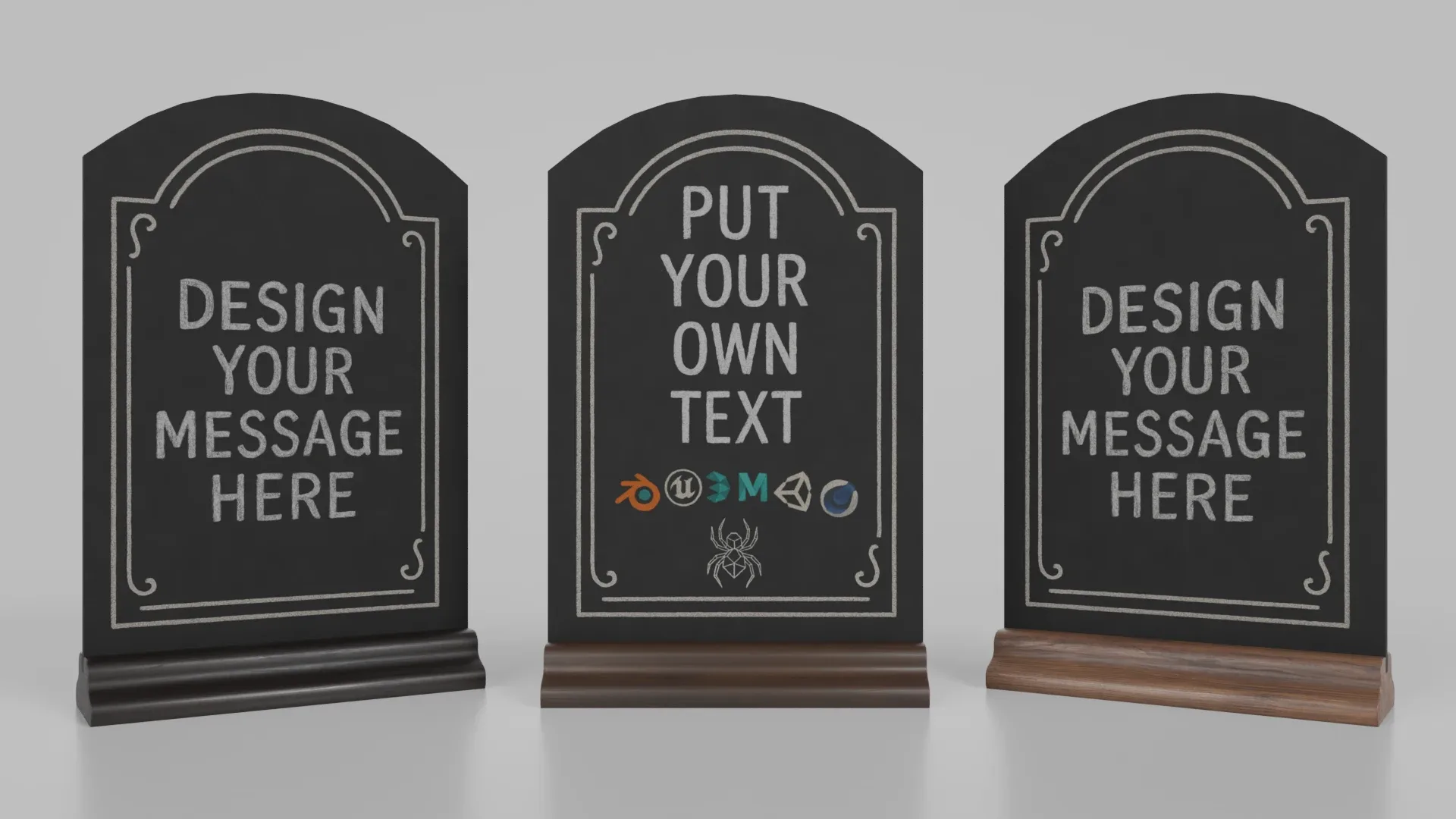 Customizable Countertop Arched-Top Chalkboard with Ogee Stand 3D Model