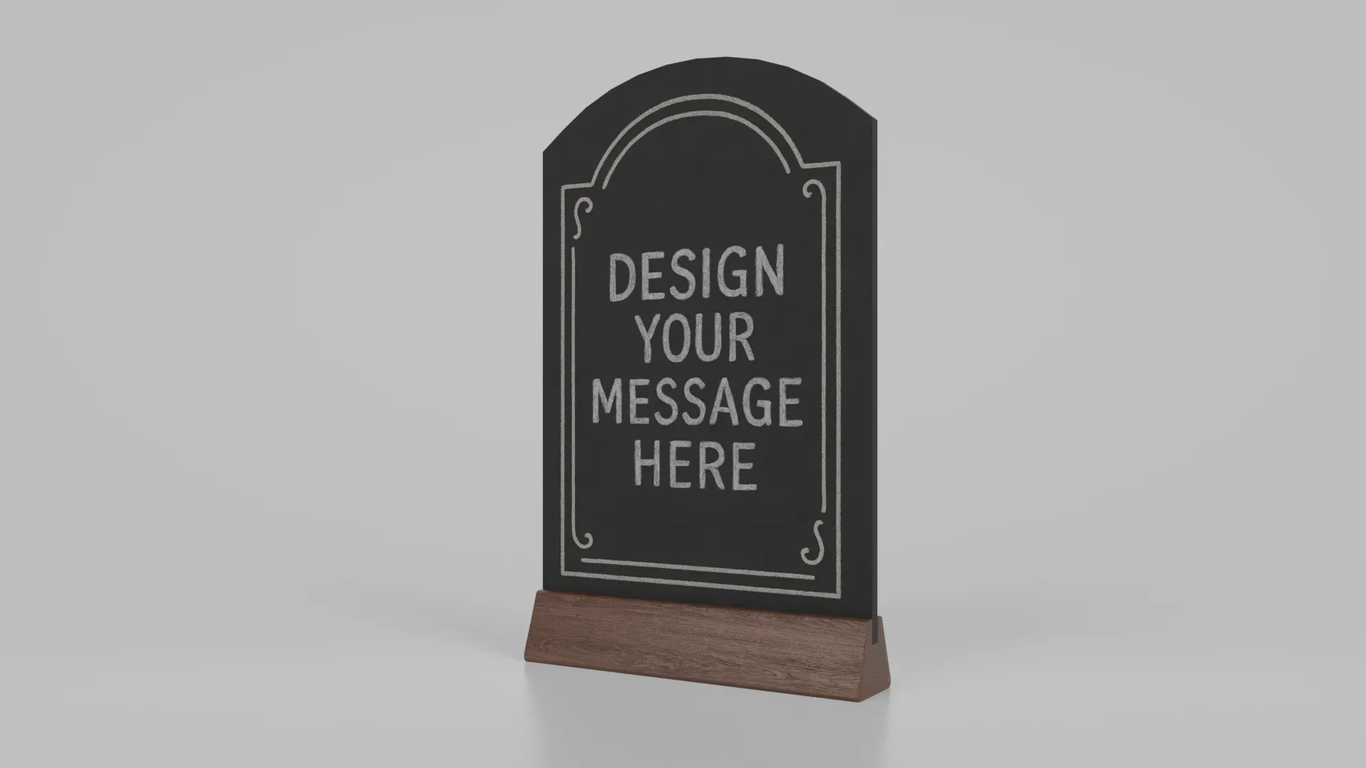 Customizable Countertop Arched-Top Chalkboard with Triangle Stand 3D Model