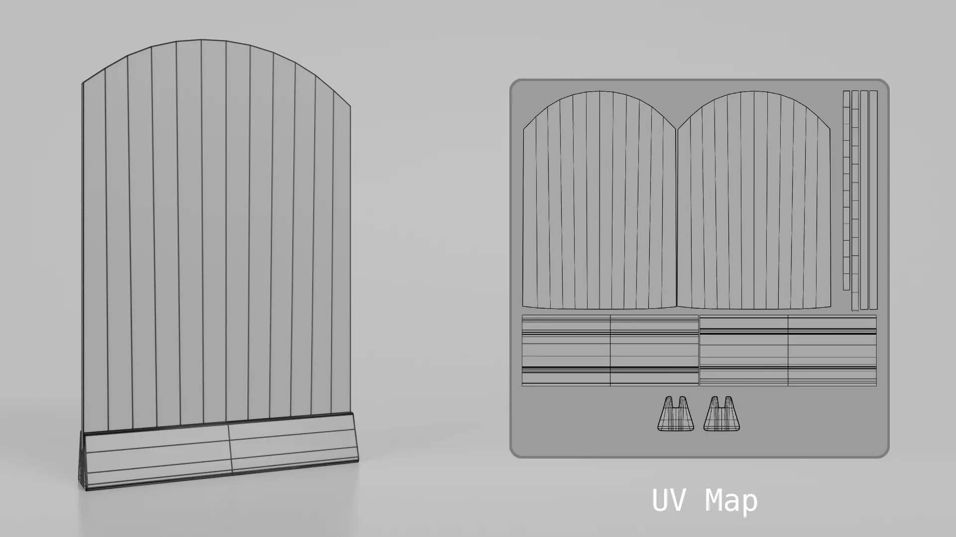 Customizable Countertop Arched-Top Chalkboard with Triangle Stand 3D Model