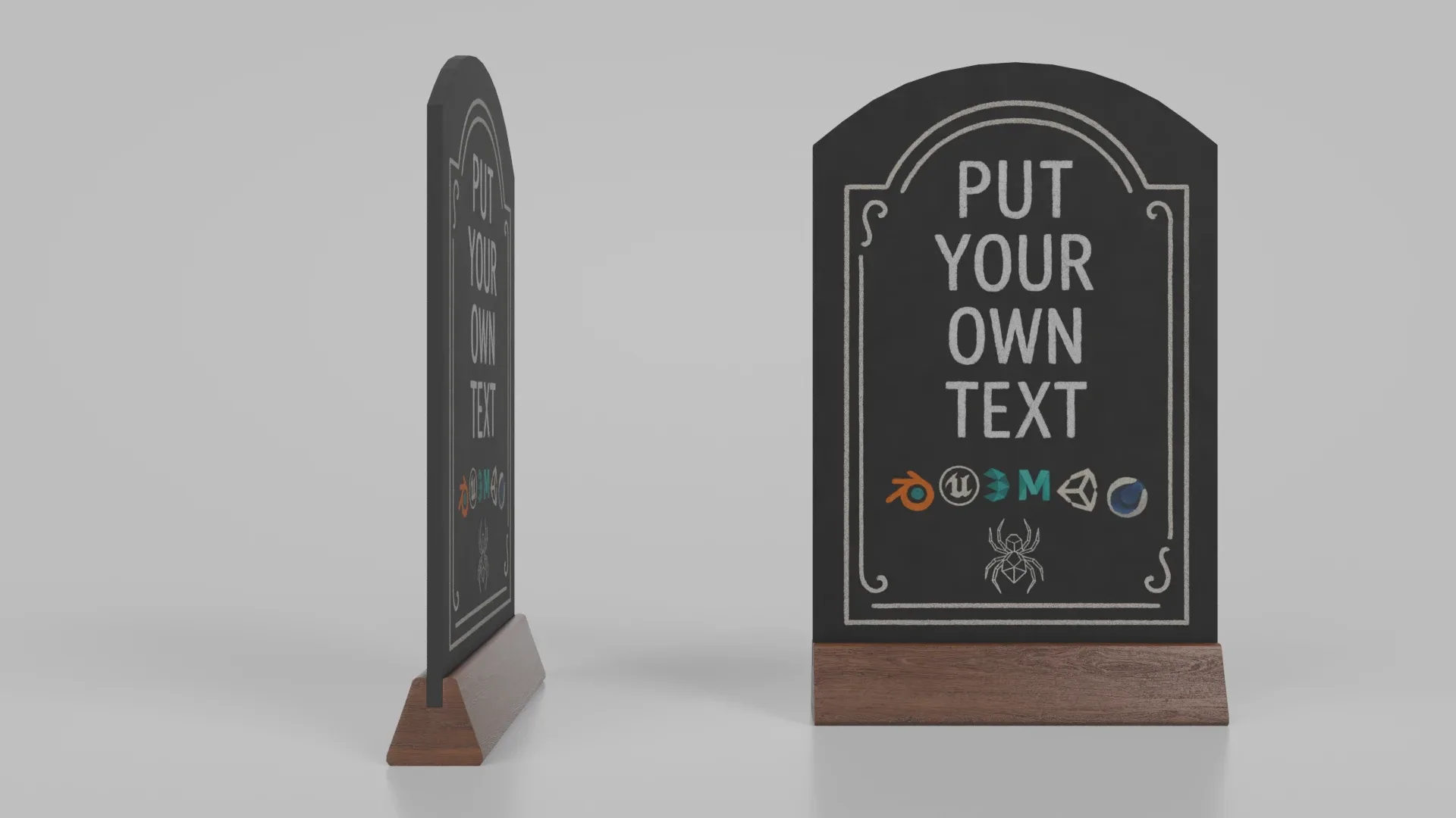 Customizable Countertop Arched-Top Chalkboard with Triangle Stand 3D Model