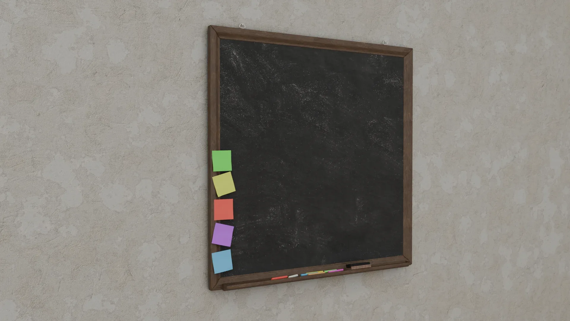Customizable Wall-Mounted Blackboard - Square Wooden Writing Board 3D Model