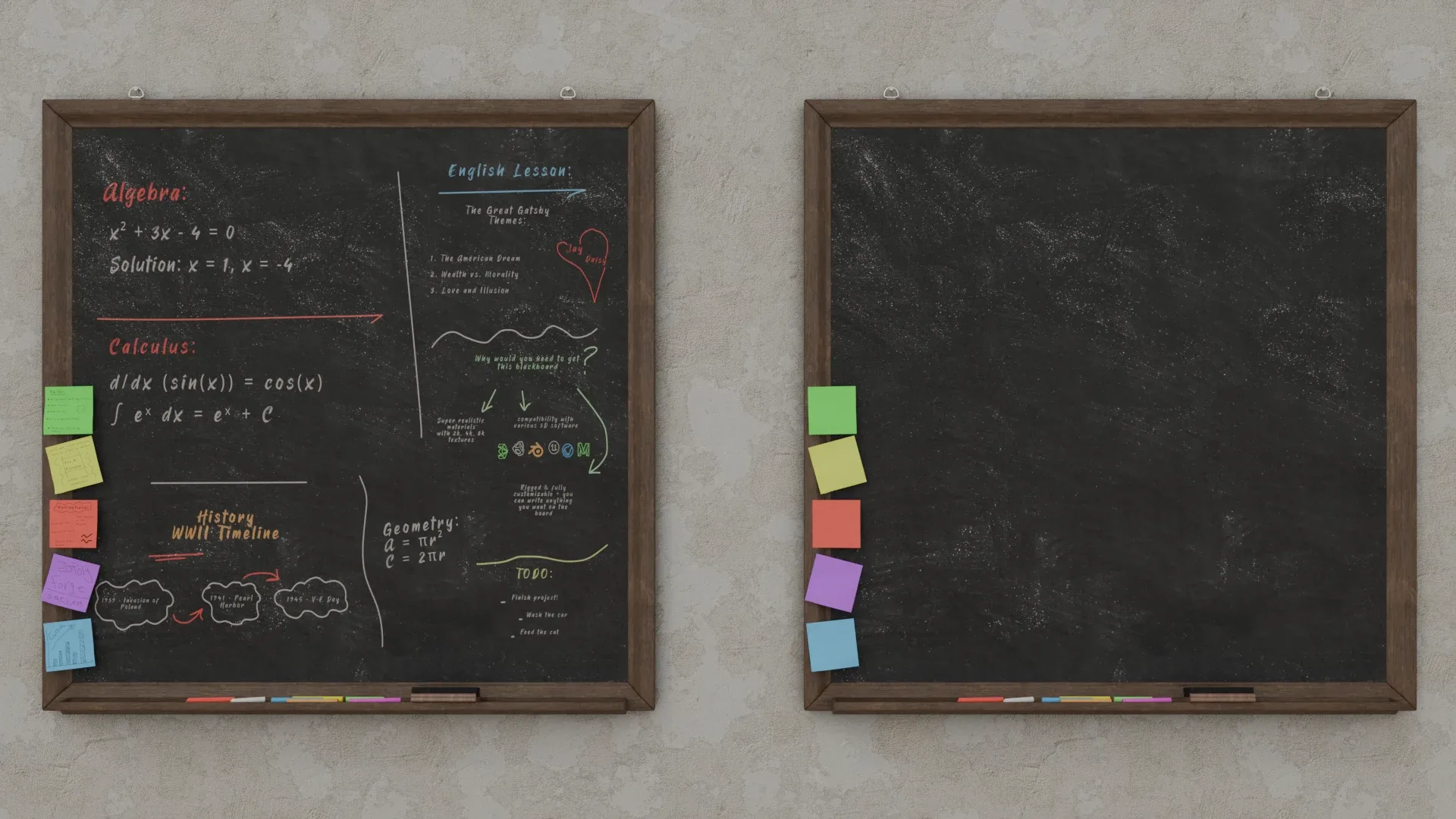 Customizable Wall-Mounted Blackboard - Square Wooden Writing Board 3D Model