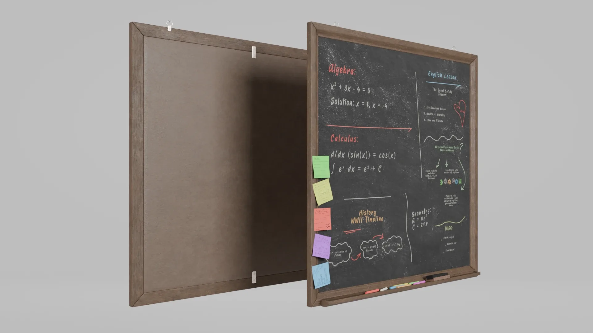 Customizable Wall-Mounted Blackboard - Square Wooden Writing Board 3D Model