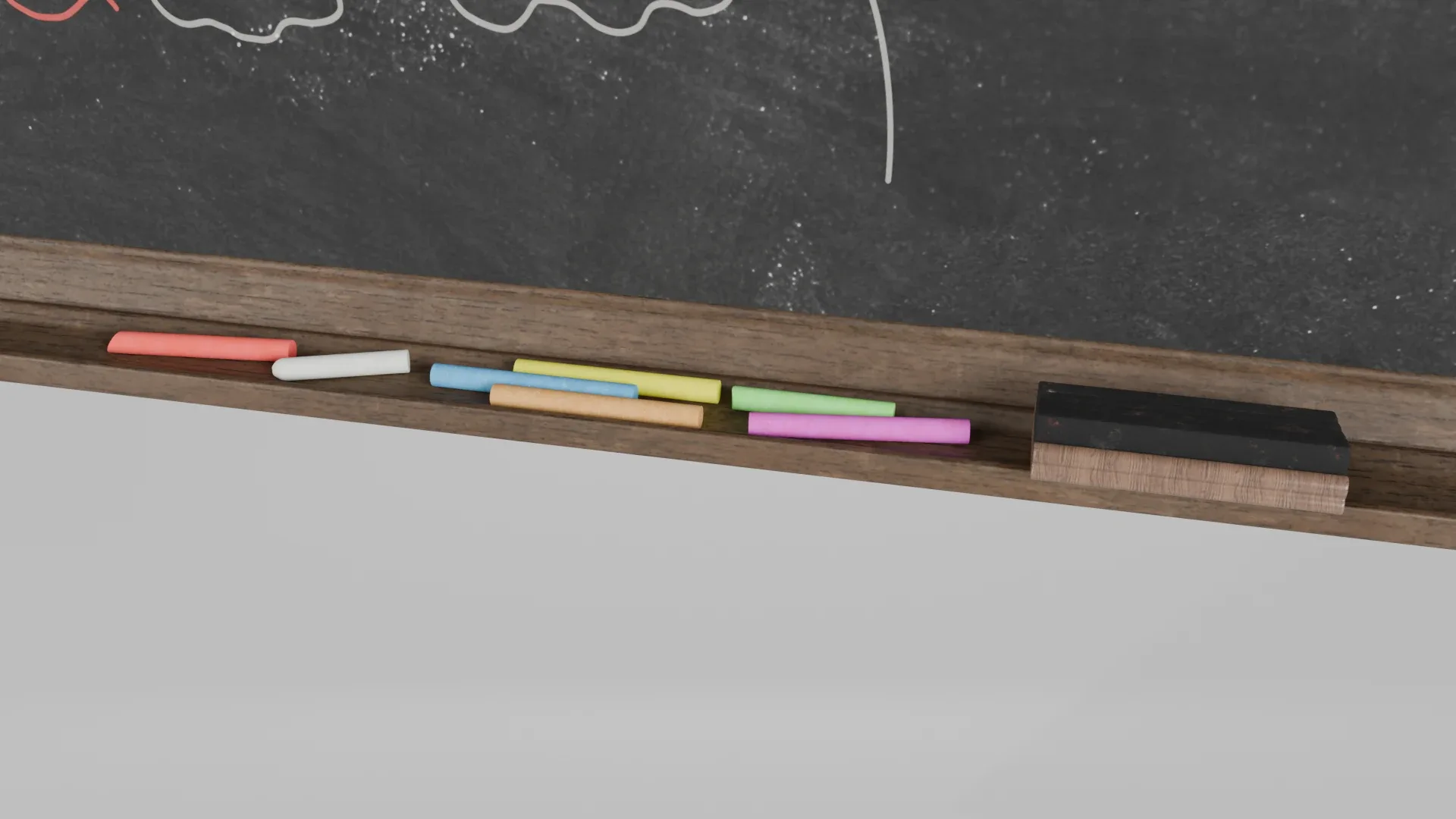 Customizable Wall-Mounted Blackboard - Square Wooden Writing Board 3D Model