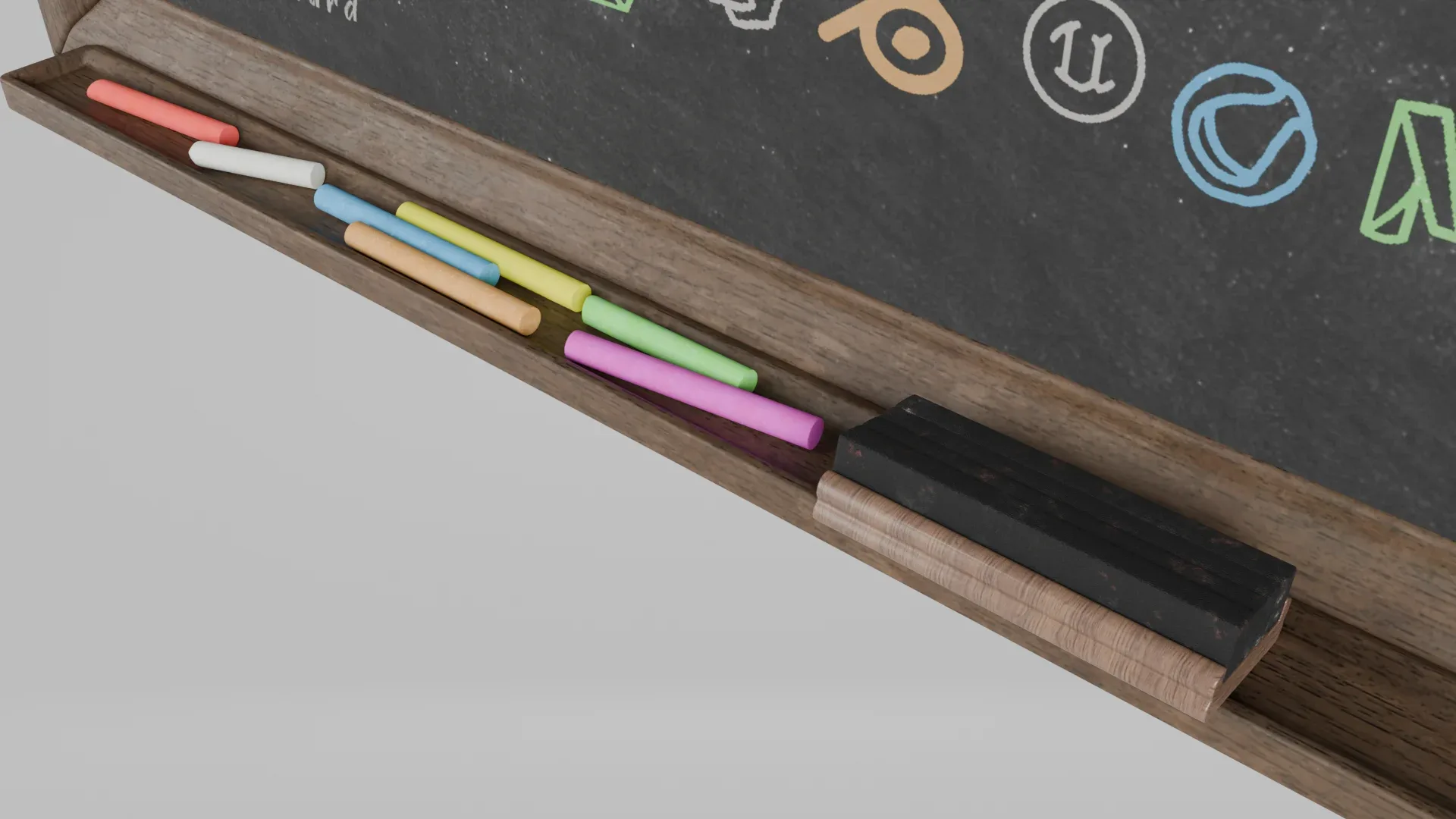 Customizable Wall-Mounted Blackboard - Tall Wooden Writing Board 3D Model