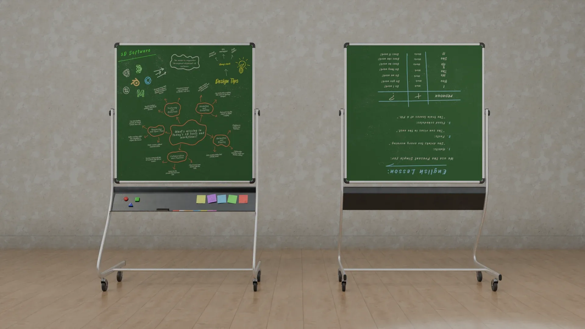Customizable Double-Sided Metal Greenboard Square Writing Board 3D Model