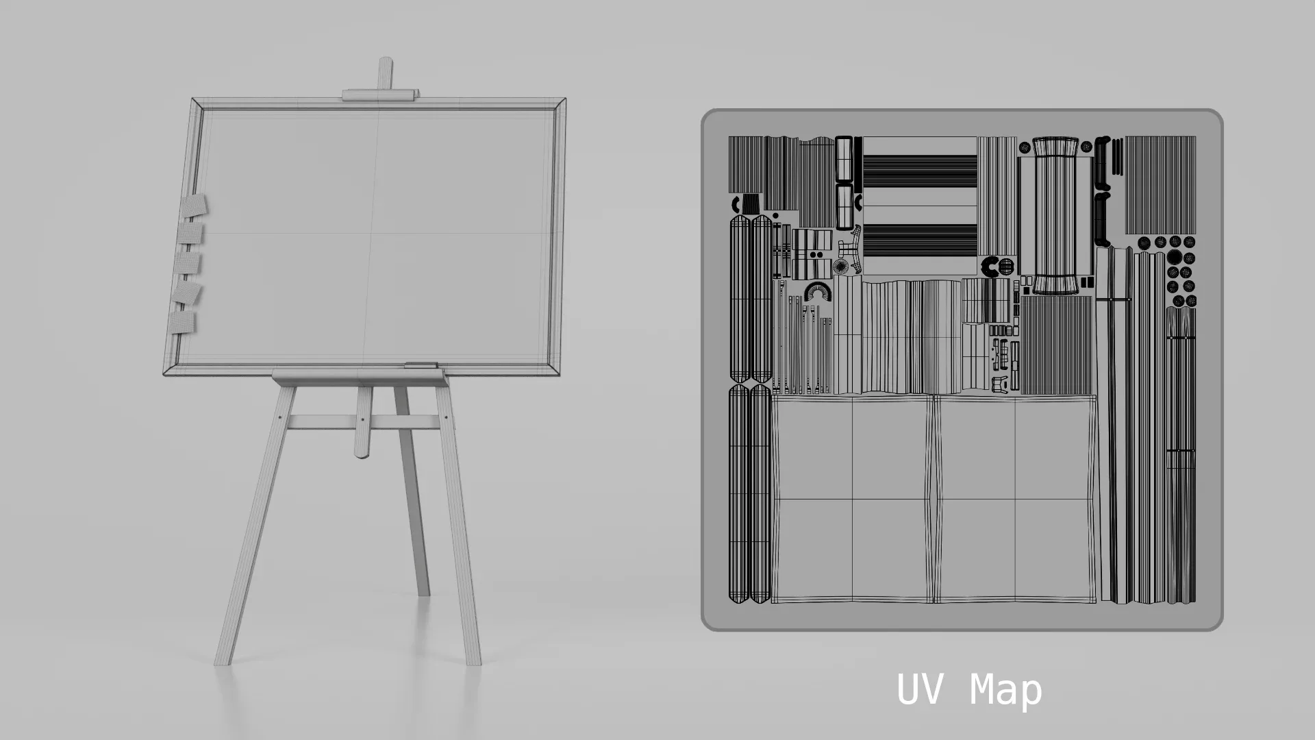Customizable Wooden Greenboard with Stand - Rectangular Writing Board 3D Model