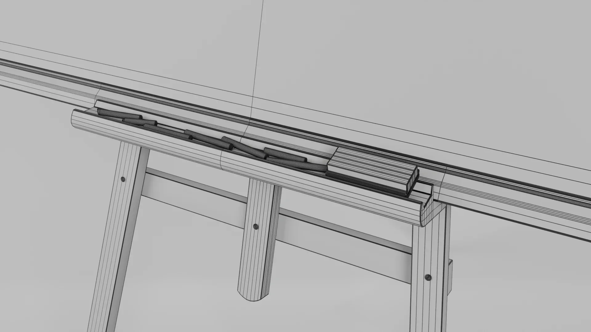 Customizable Wooden Greenboard with Stand - Rectangular Writing Board 3D Model