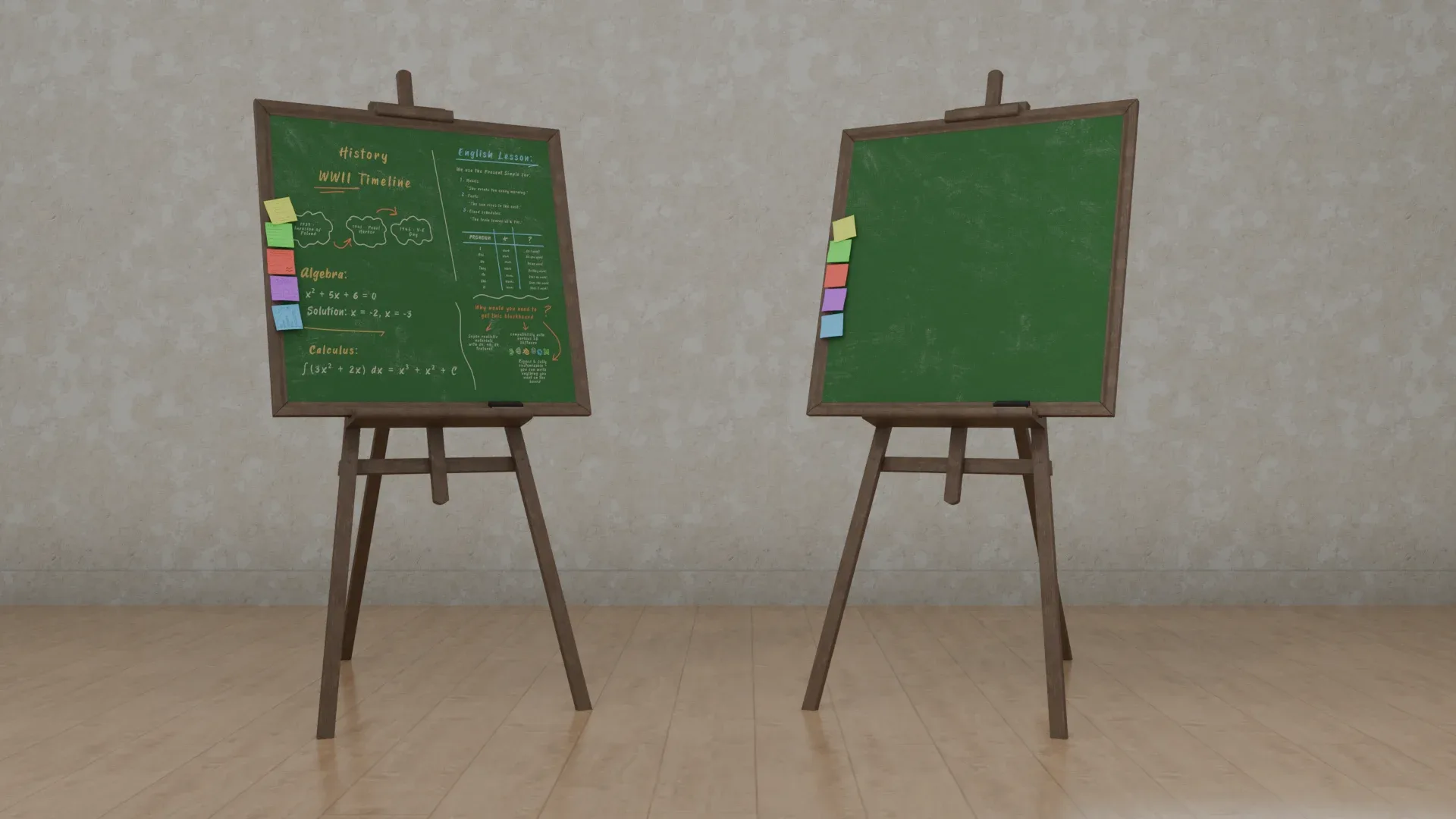 Customizable Wooden Greenboard with Stand - Square Writing Board 3D Model