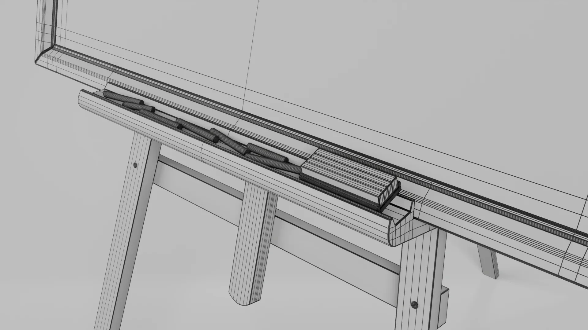 Customizable Wooden Greenboard with Stand - Square Writing Board 3D Model