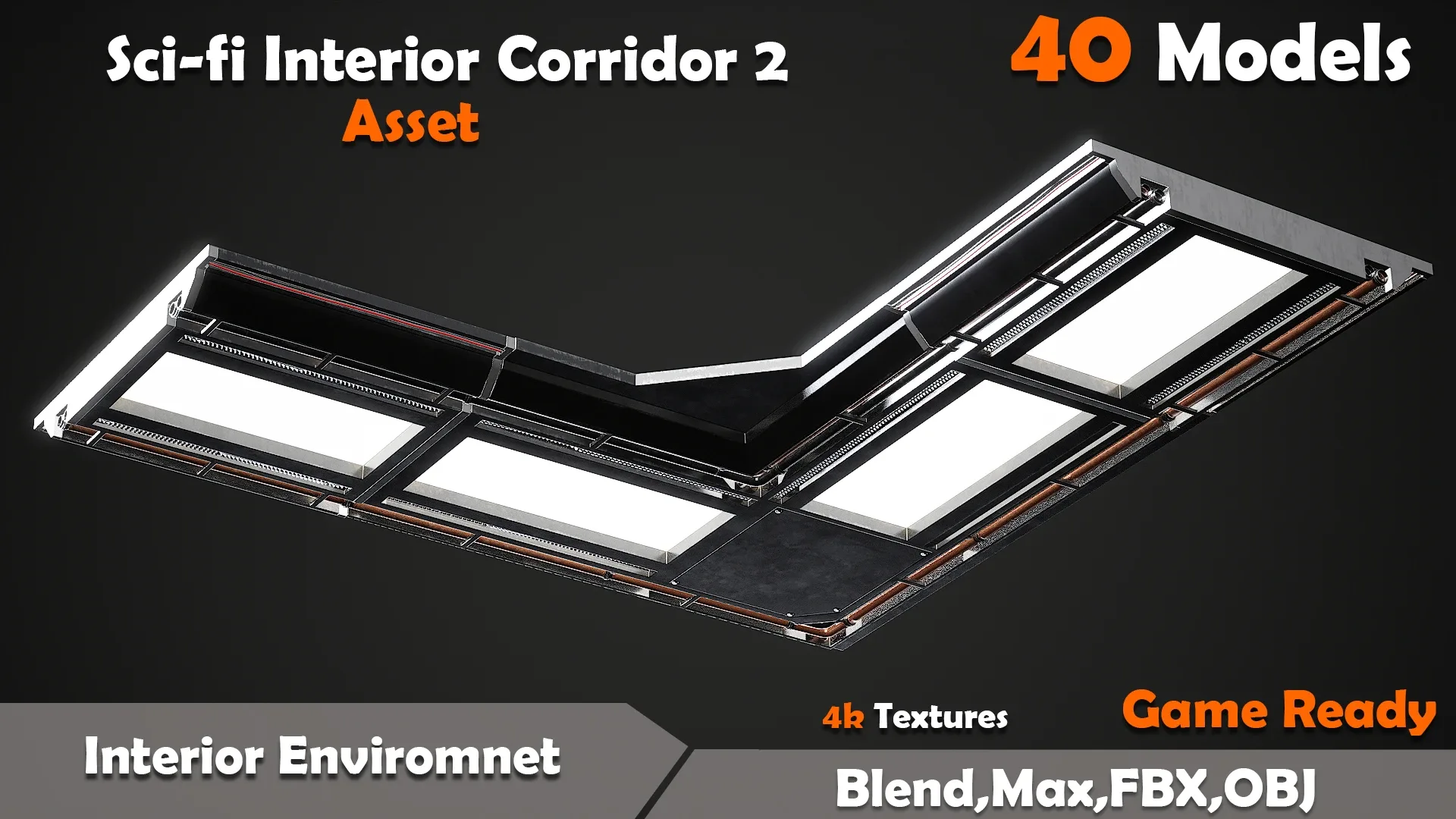 Sci-fi Interior Corridor 2 Asset 40 Models