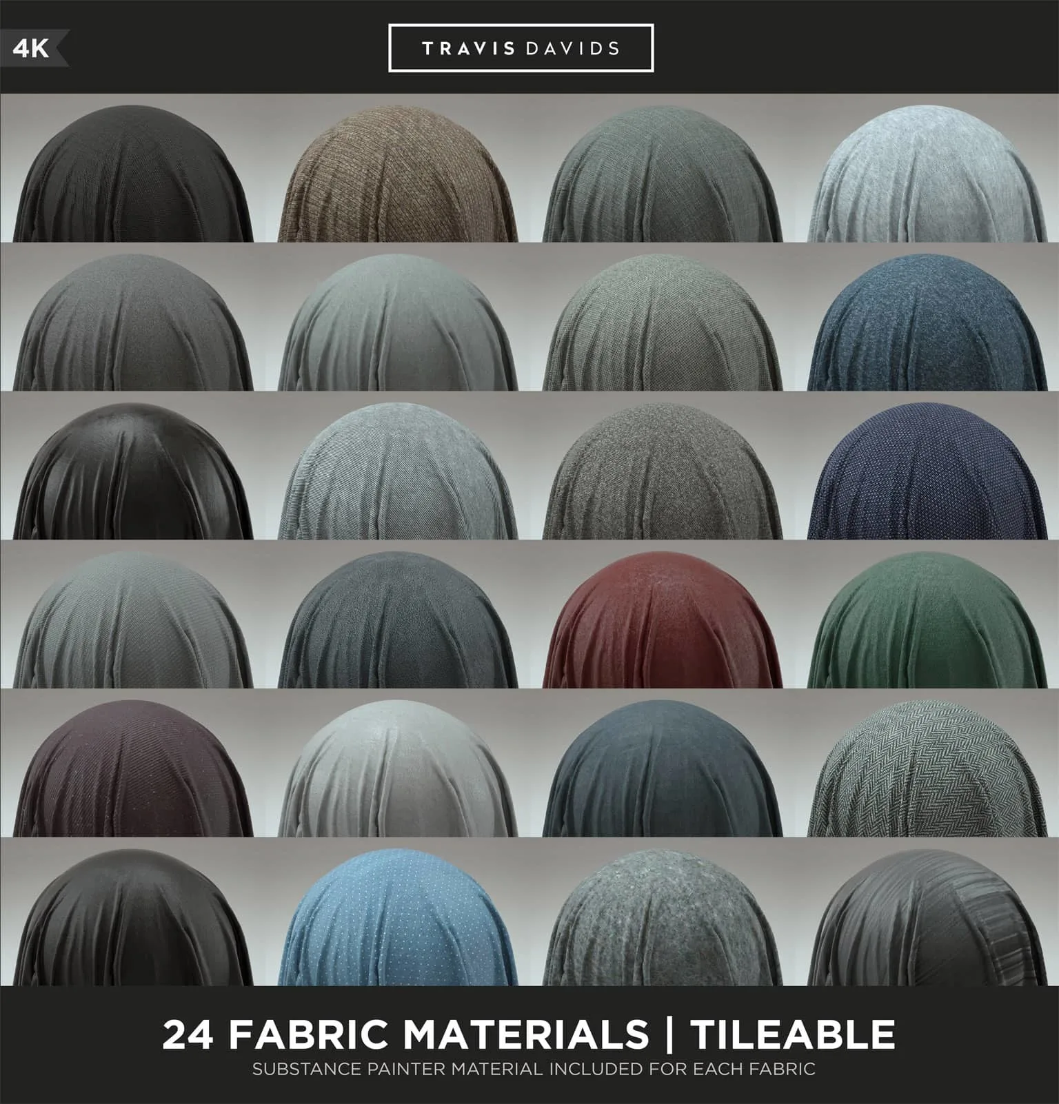 24 Fabric Materials Part 1 - 4K - Tileable