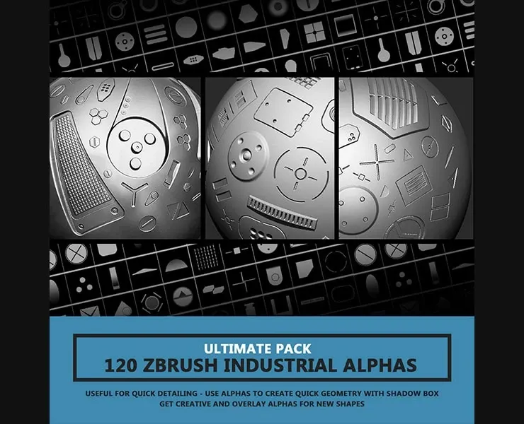 120 Industrial ZBrush Alphas