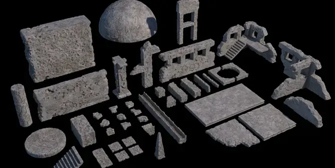 Ancient Ruin Kit 40+Ruin Kit-Bash Elements